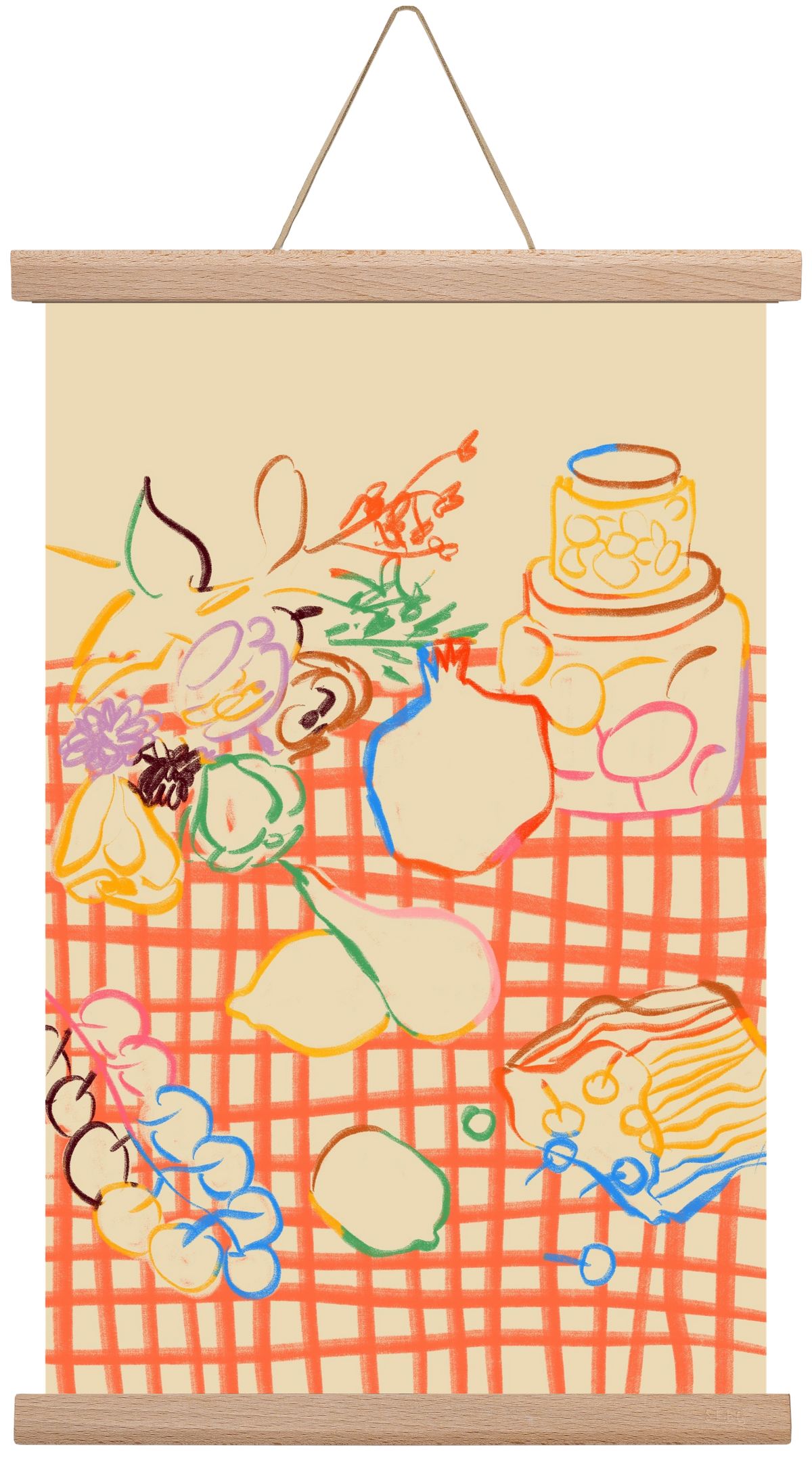 SUMMER FRUIT STILL LIFE, 30x45 cm (30x45 cm), Tölgy akasztó