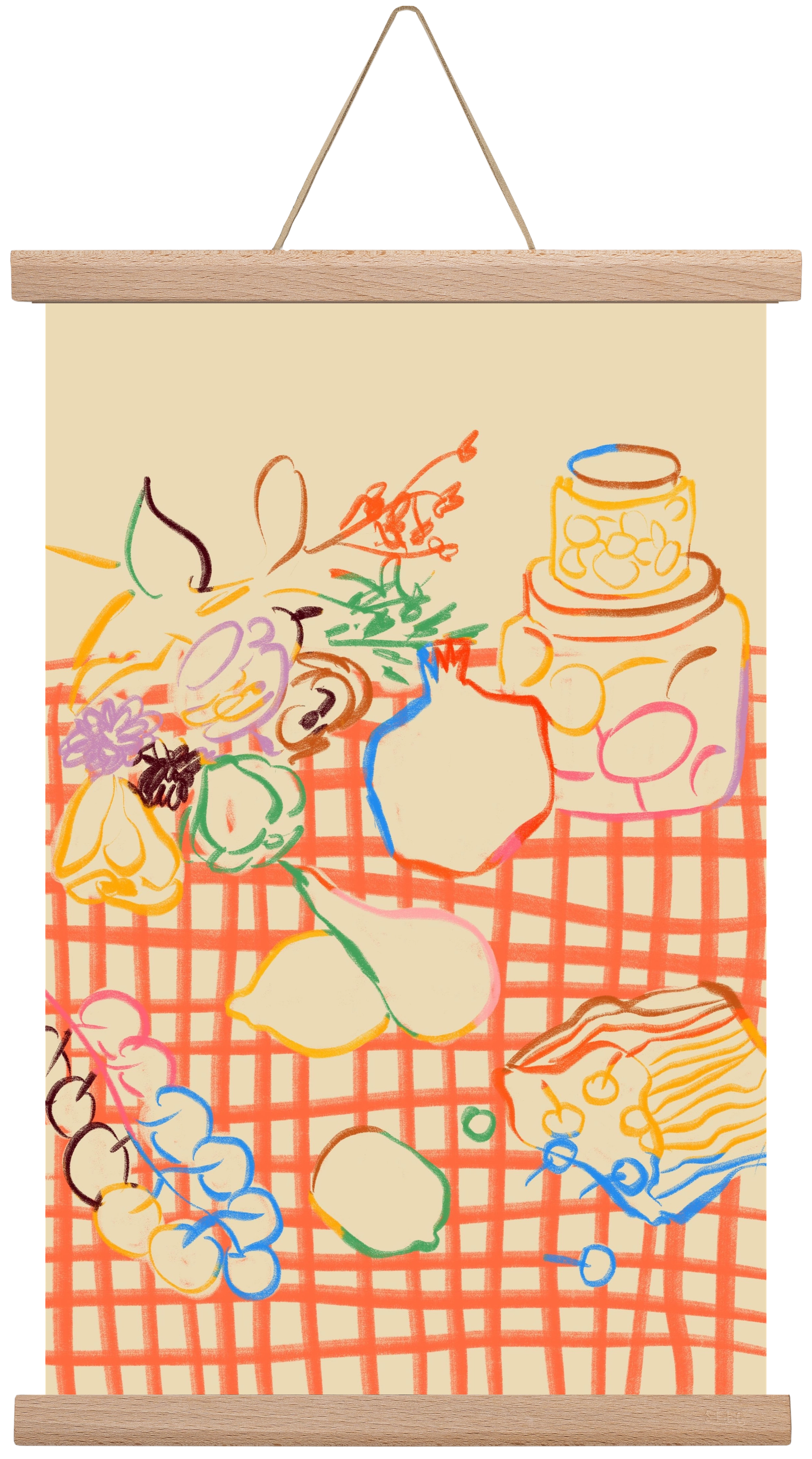 SUMMER FRUIT STILL LIFE, 30x45 cm (30x45 cm), Tölgy akasztó