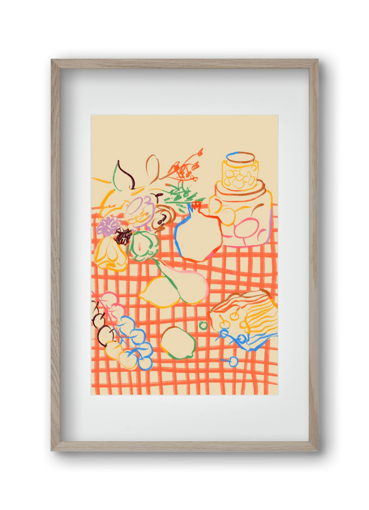 SUMMER FRUIT STILL LIFE, 30x45 cm (20x30 cm), Tölgy keret, paszpartuval