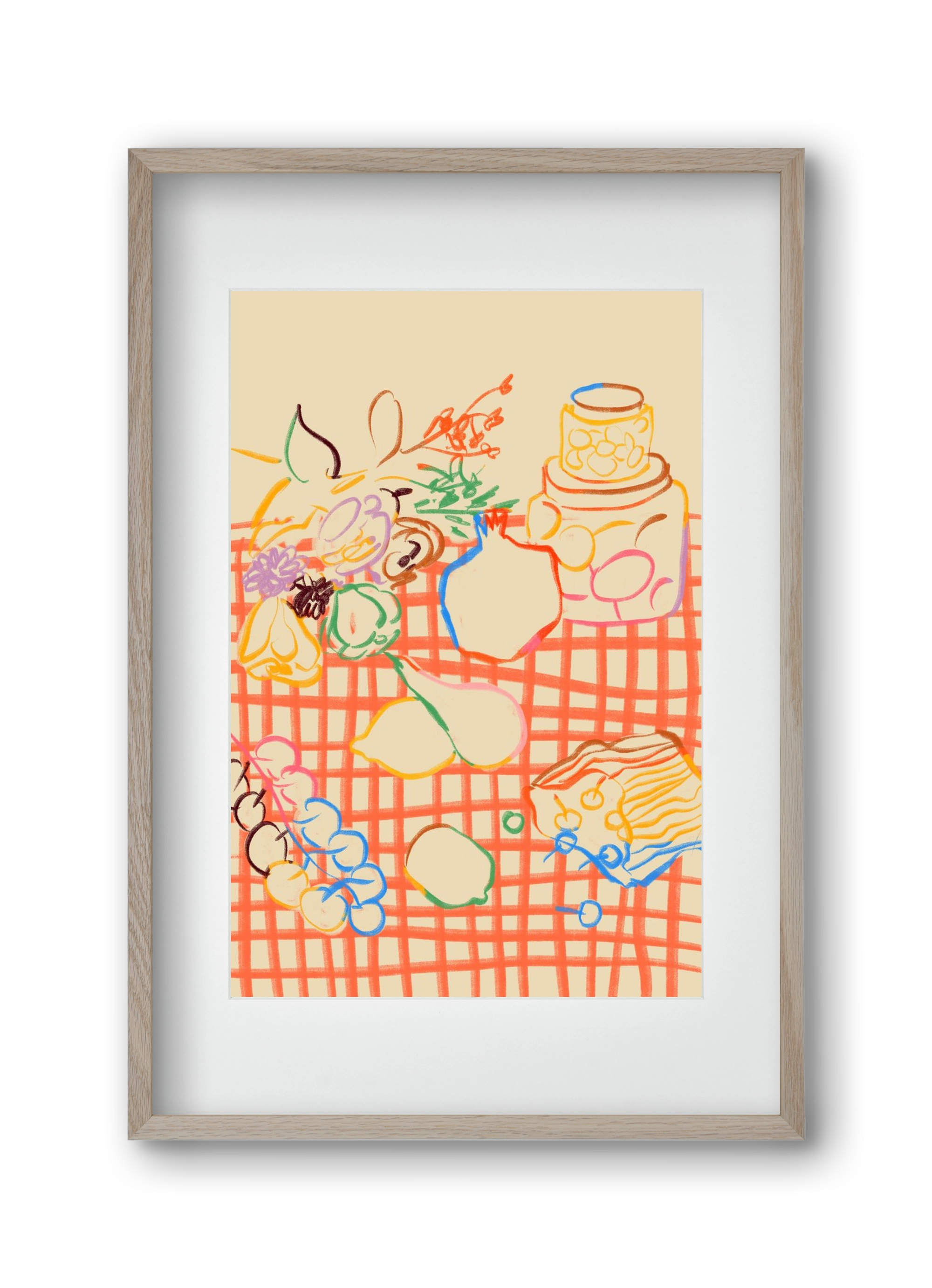 SUMMER FRUIT STILL LIFE, 30x45 cm (20x30 cm), Tölgy keret, paszpartuval