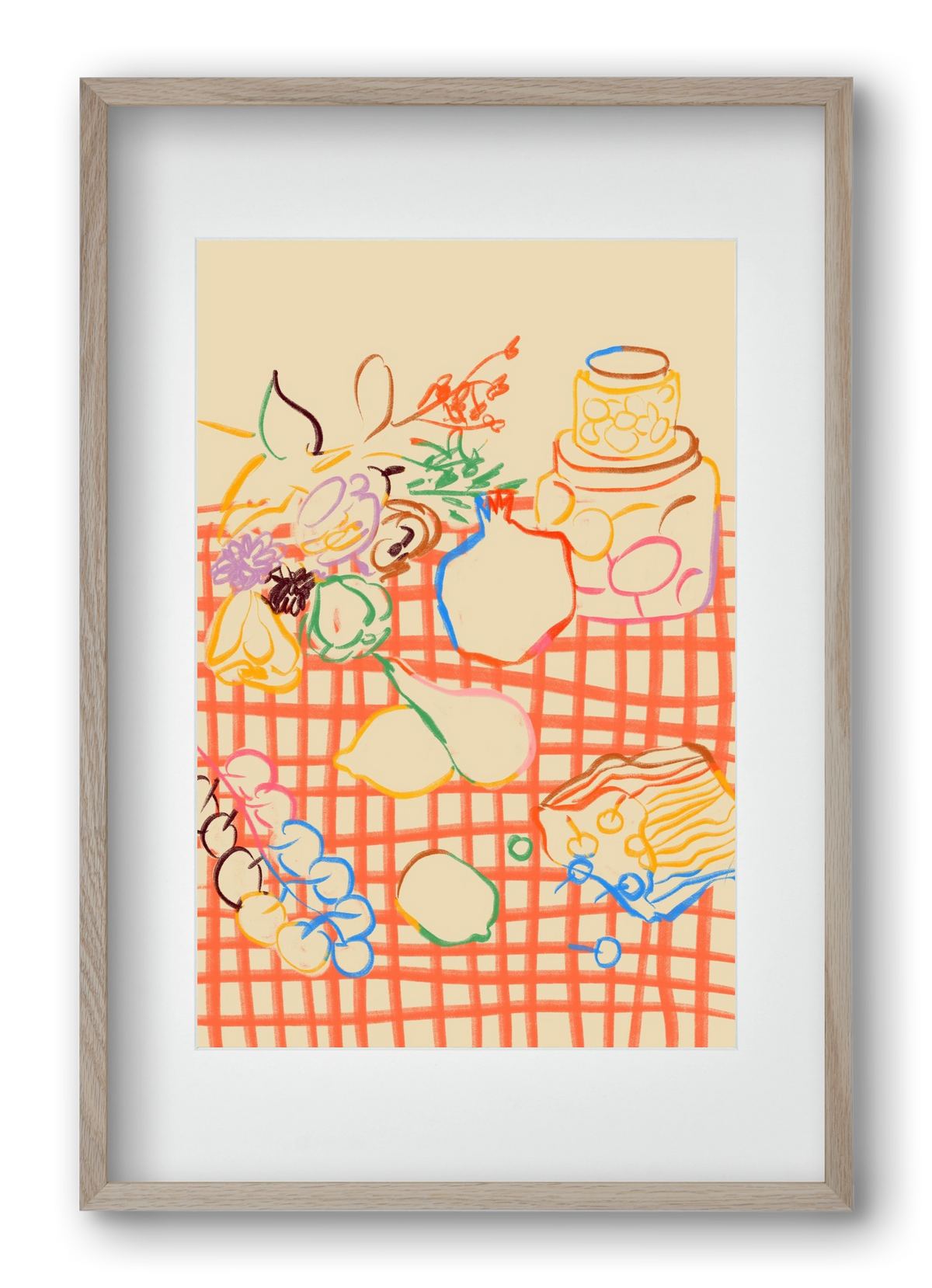 SUMMER FRUIT STILL LIFE, 40x60 cm (30x45 cm), Tölgy keret, paszpartuval