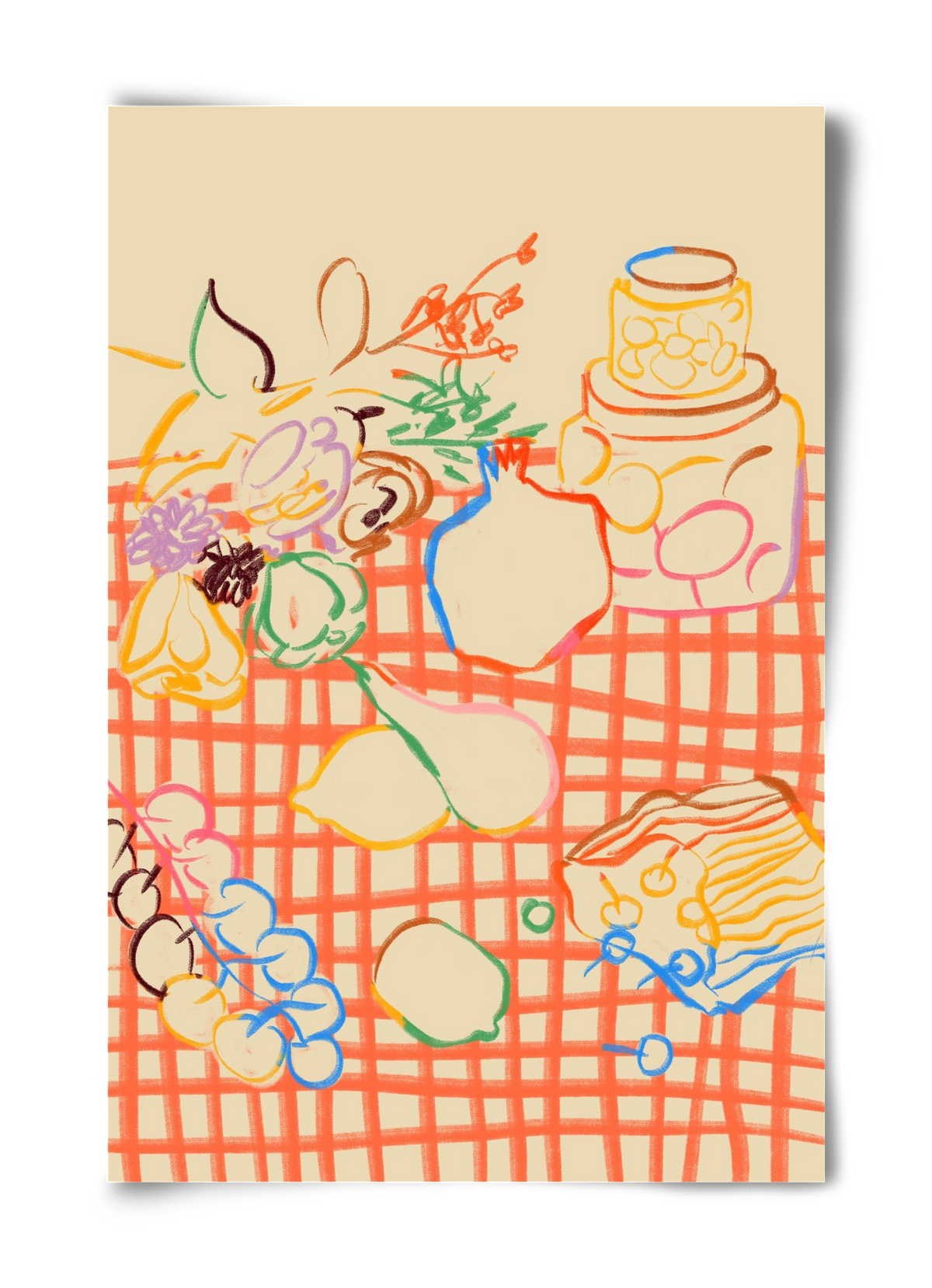 SUMMER FRUIT STILL LIFE, 40x60 cm, Keret nélkül