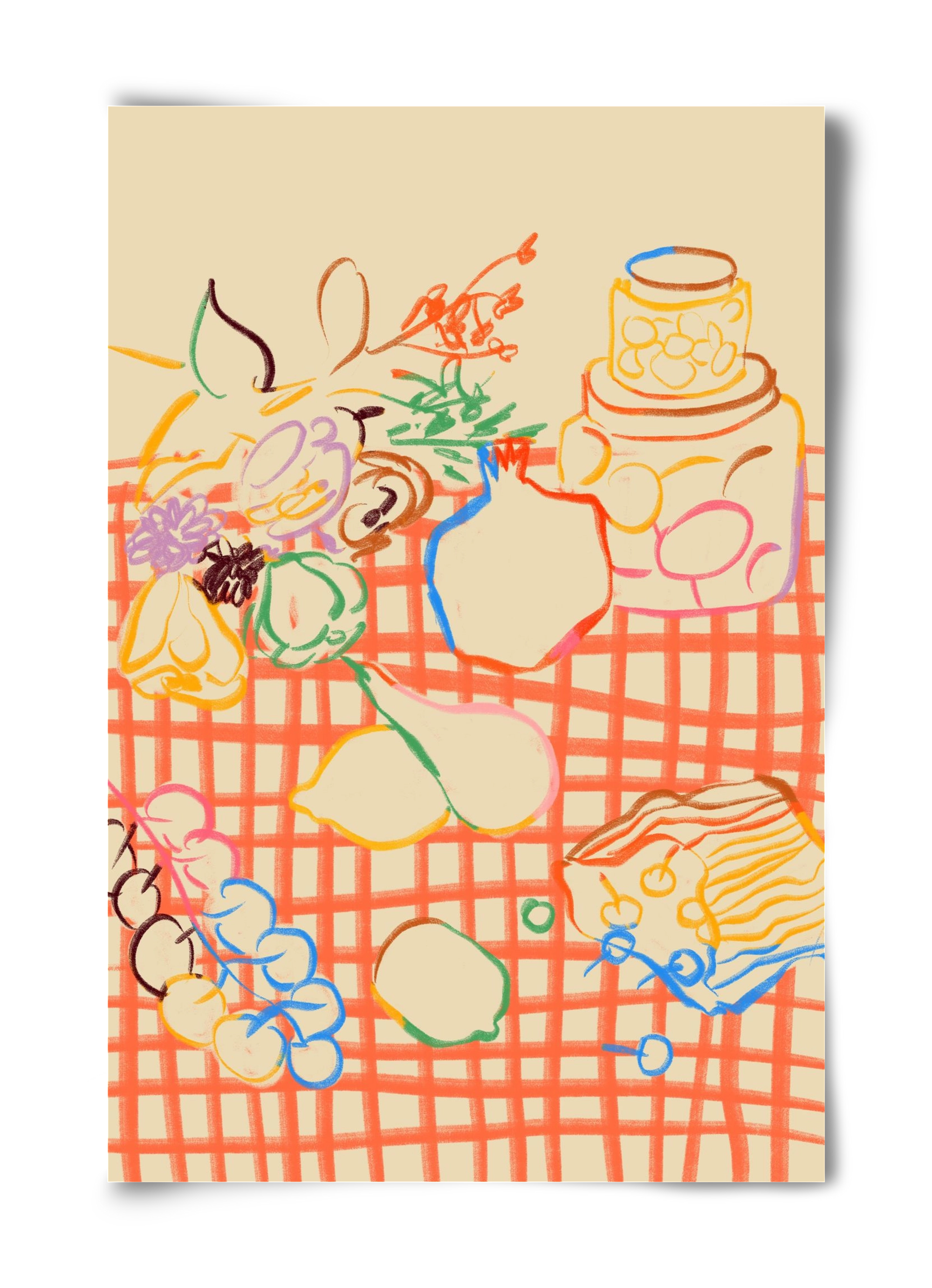 SUMMER FRUIT STILL LIFE, 40x60 cm, Keret nélkül