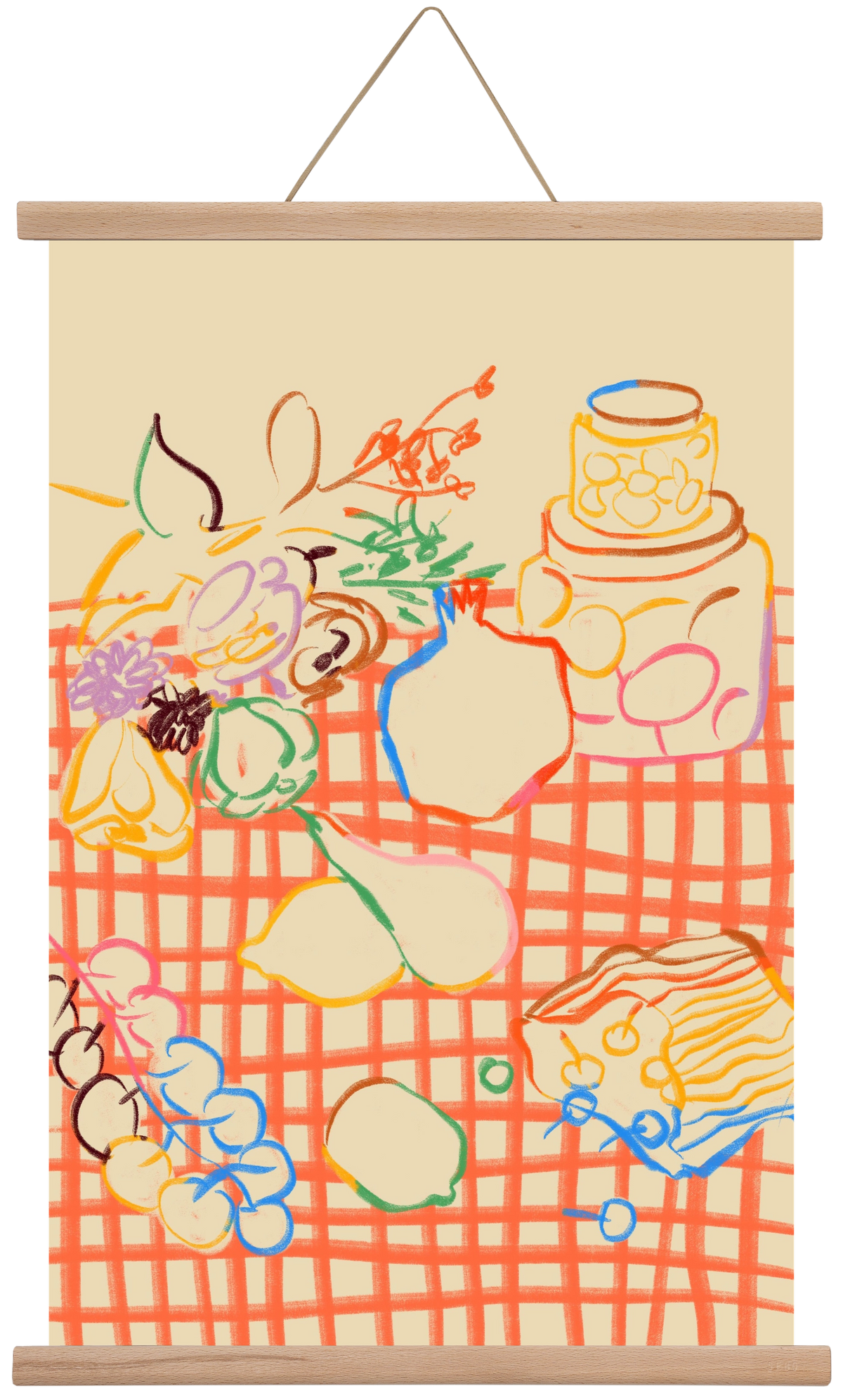 SUMMER FRUIT STILL LIFE, 40x60 cm (40x60 cm), Tölgy akasztó