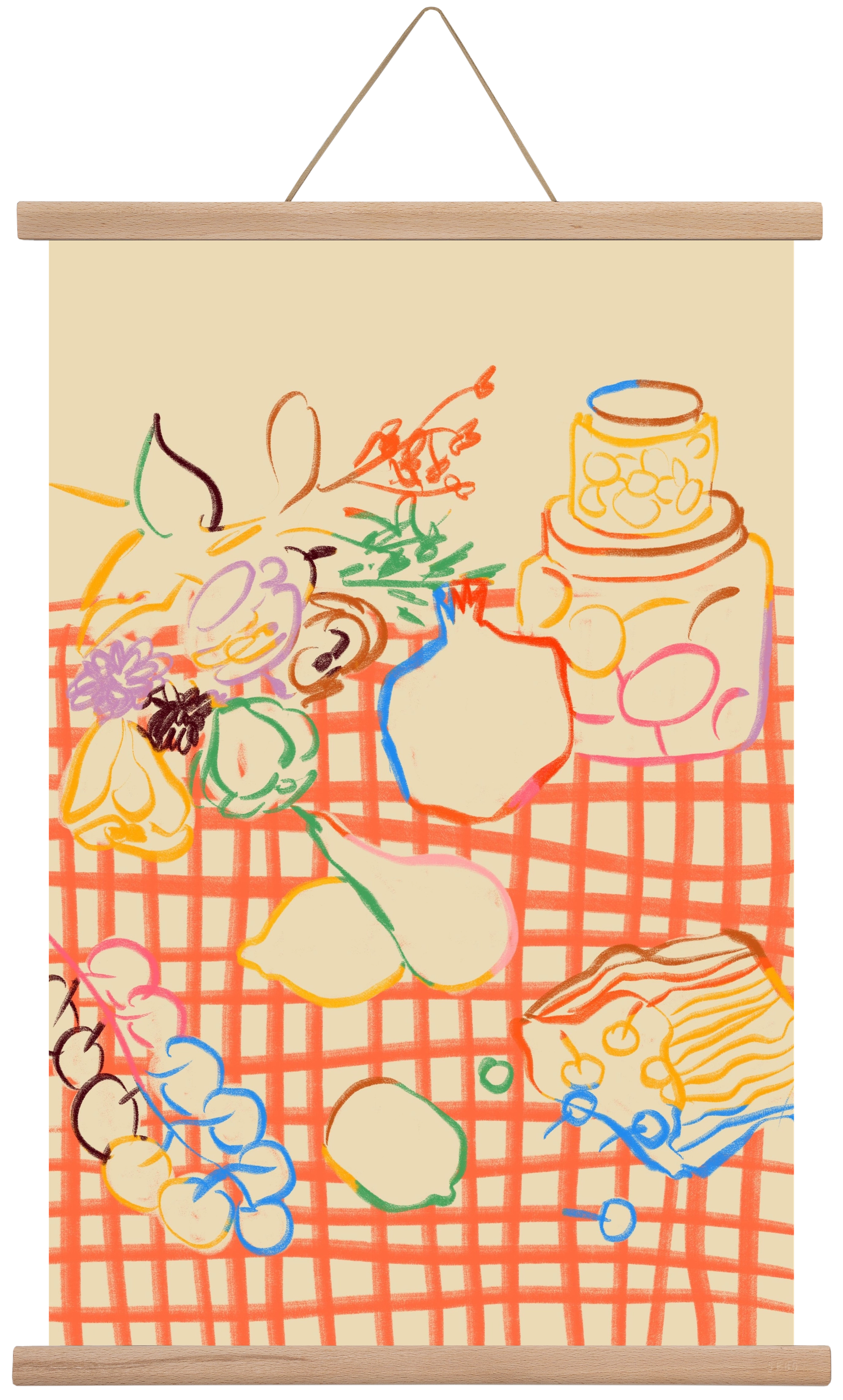 SUMMER FRUIT STILL LIFE, 40x60 cm (40x60 cm), Tölgy akasztó