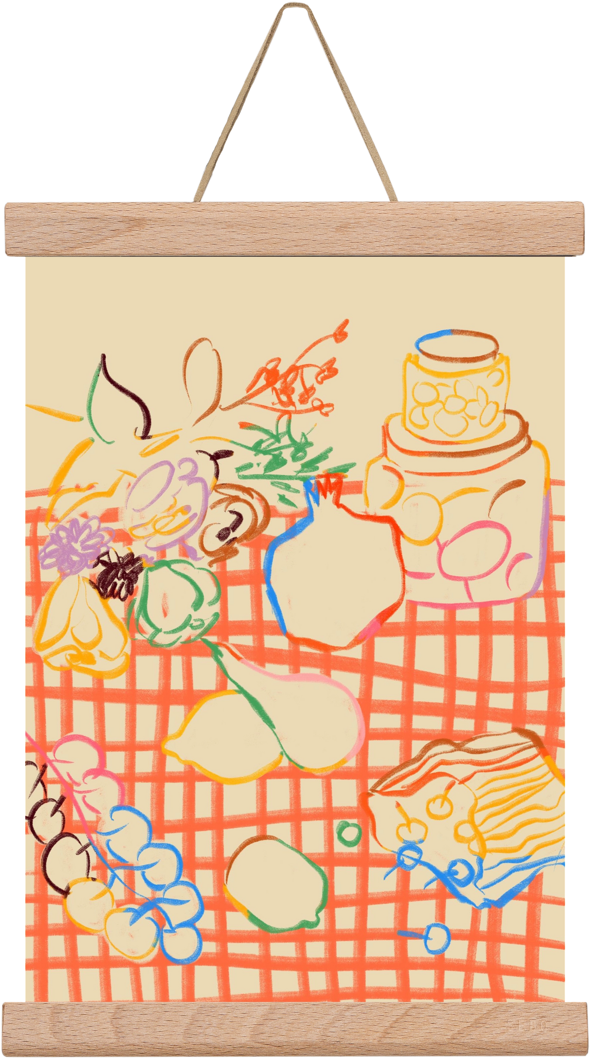 SUMMER FRUIT STILL LIFE, 20x30 cm (20x30 cm), Tölgy akasztó