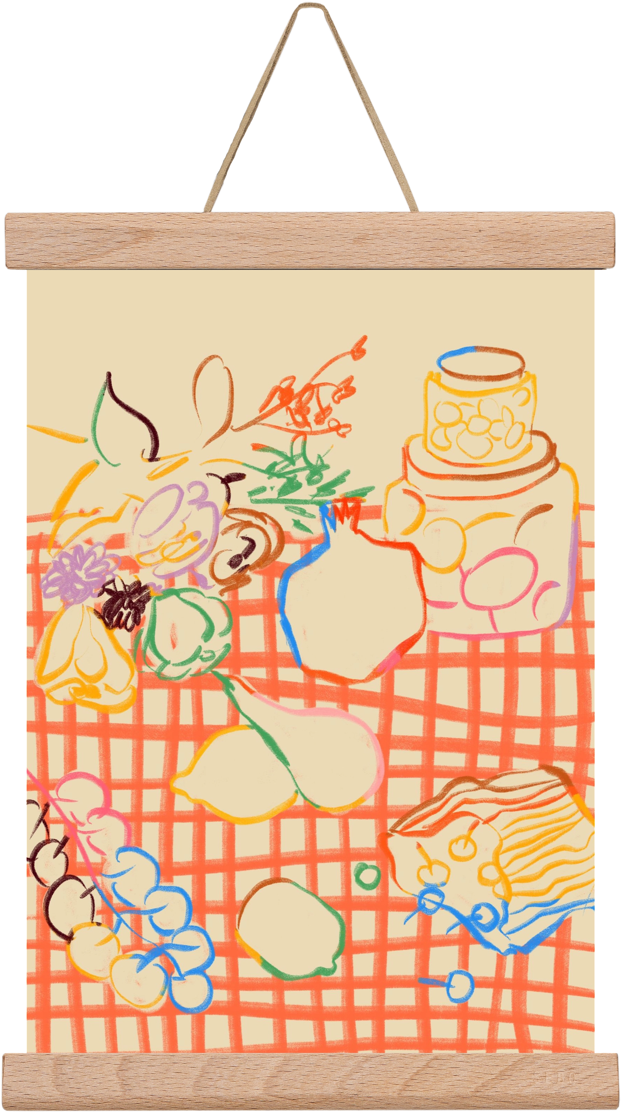 SUMMER FRUIT STILL LIFE, 20x30 cm (20x30 cm), Tölgy akasztó