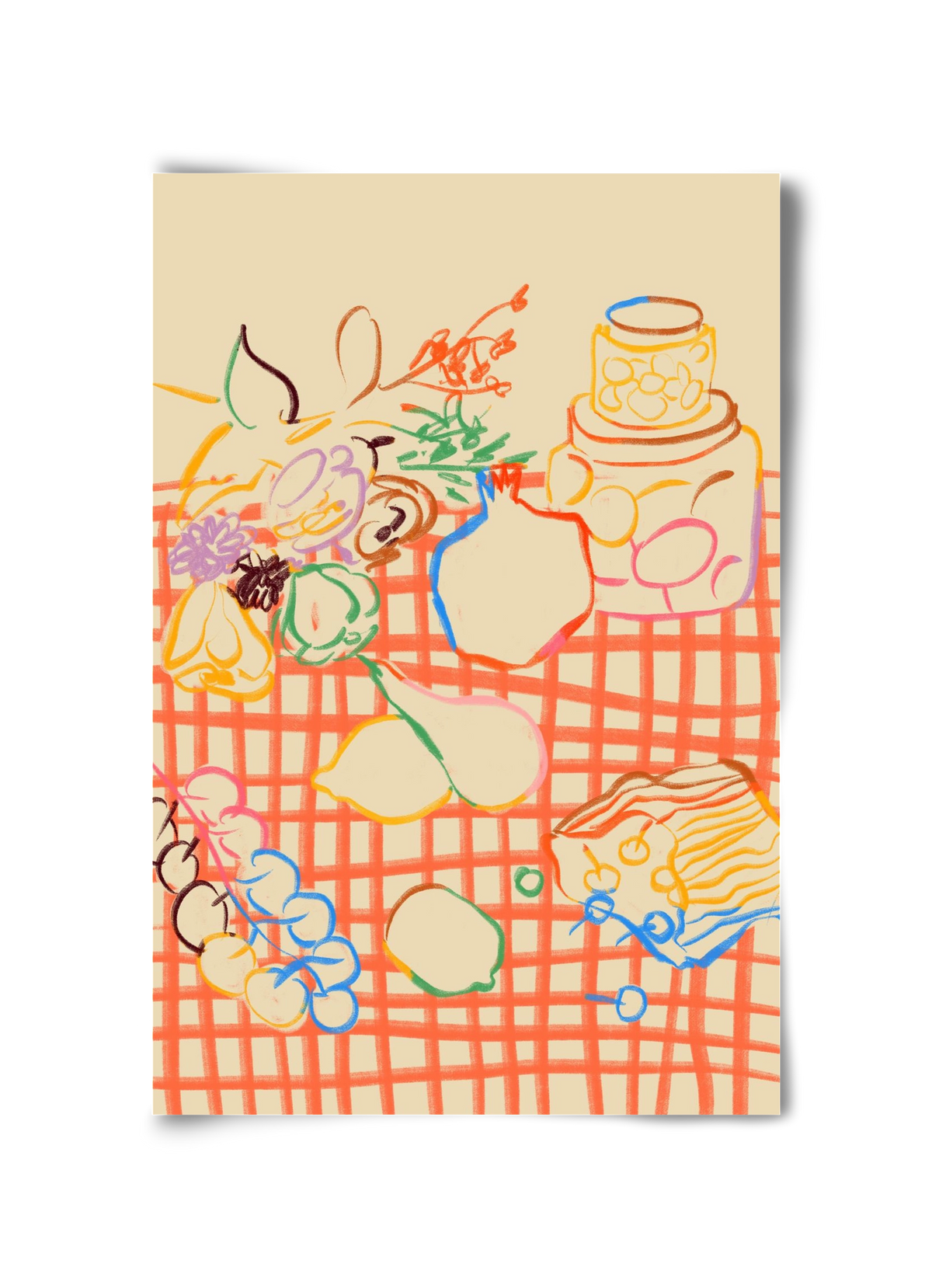 SUMMER FRUIT STILL LIFE, 30x45 cm, Keret nélkül