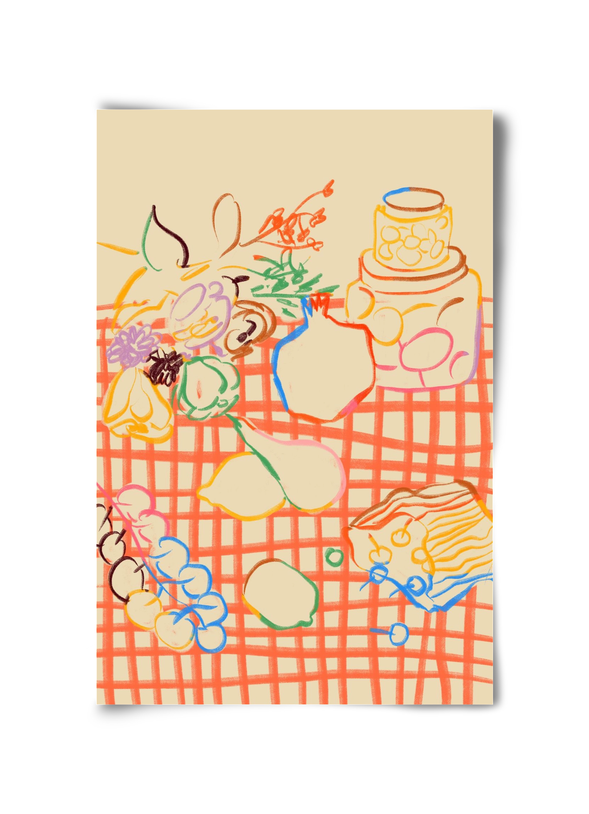 SUMMER FRUIT STILL LIFE, 30x45 cm, Keret nélkül