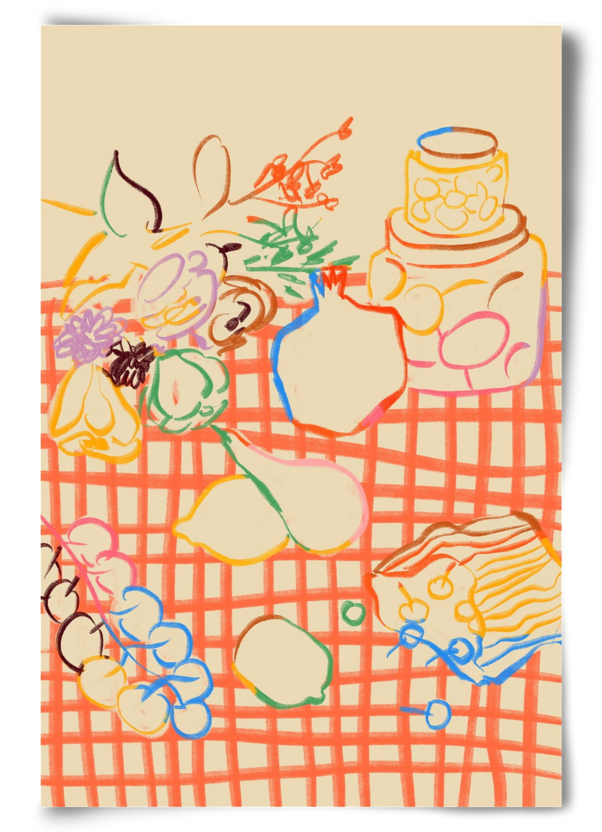 SUMMER FRUIT STILL LIFE, 60x90 cm, Keret nélkül