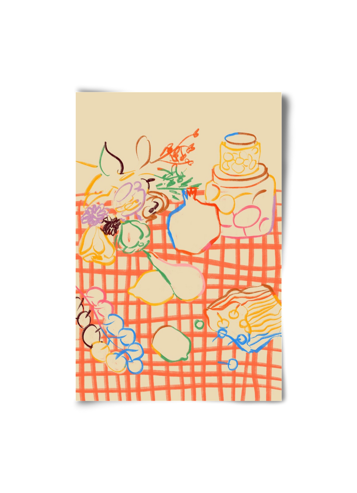 SUMMER FRUIT STILL LIFE, 20x30 cm, Keret nélkül