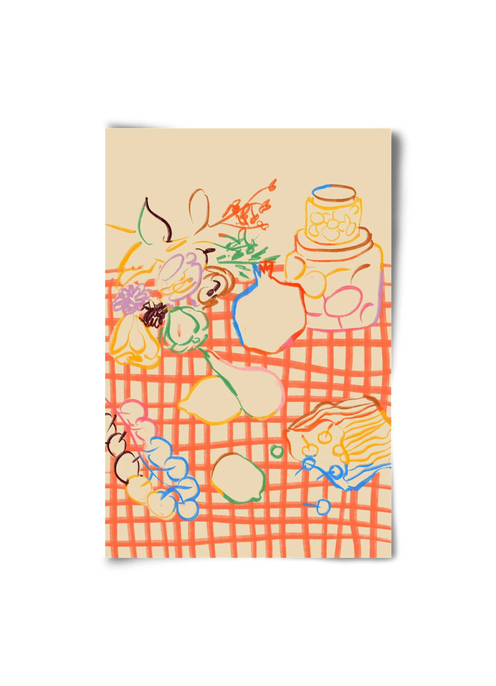 SUMMER FRUIT STILL LIFE, 20x30 cm, Keret nélkül