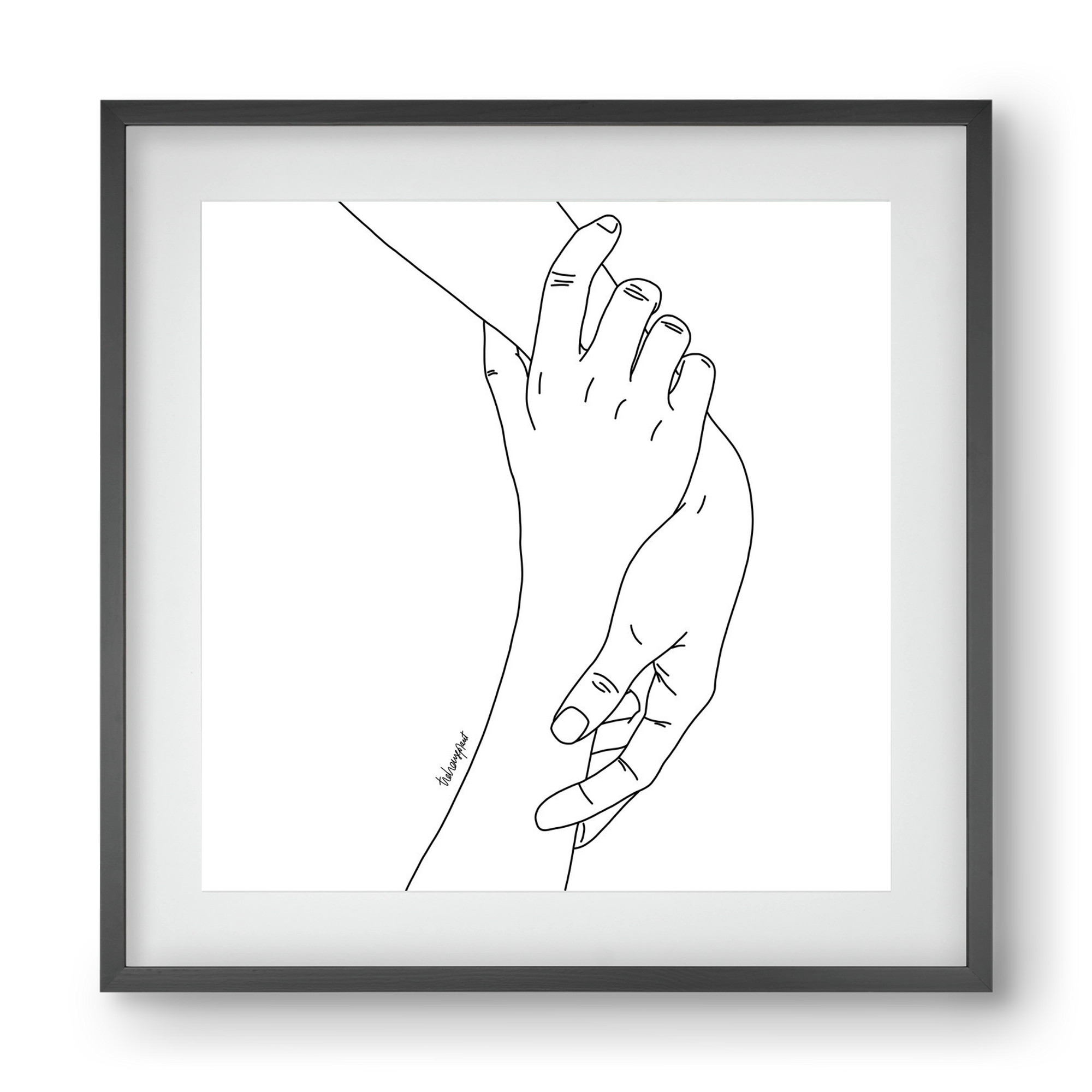 Hold My Hand, 40x40 cm (30x30 cm), Fekete keret, paszpartuval