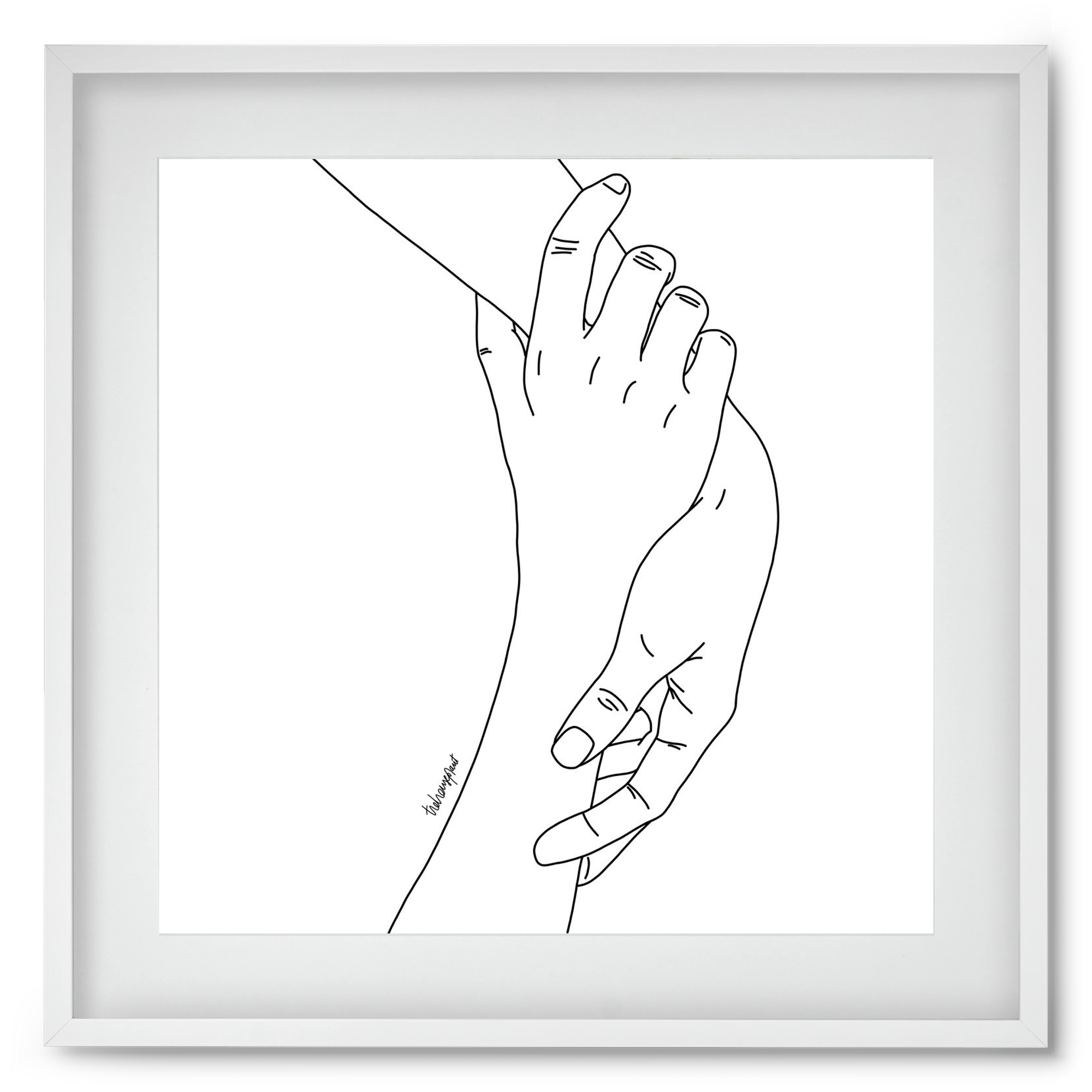 Hold My Hand, 50x50 cm (40x40 cm), Fehér keret, paszpartuval