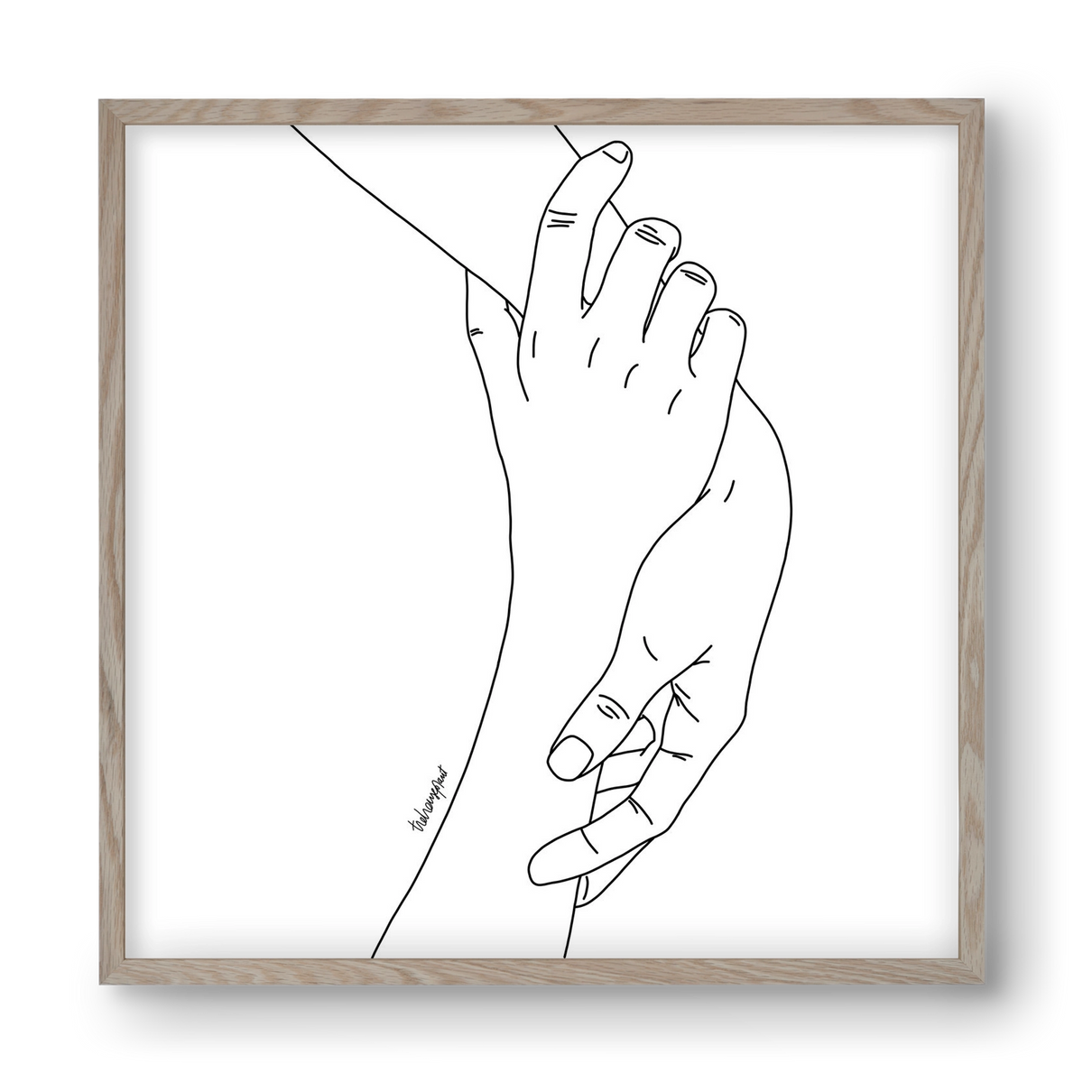 Hold My Hand, 40x40 cm (40x40 cm), Tölgy keret