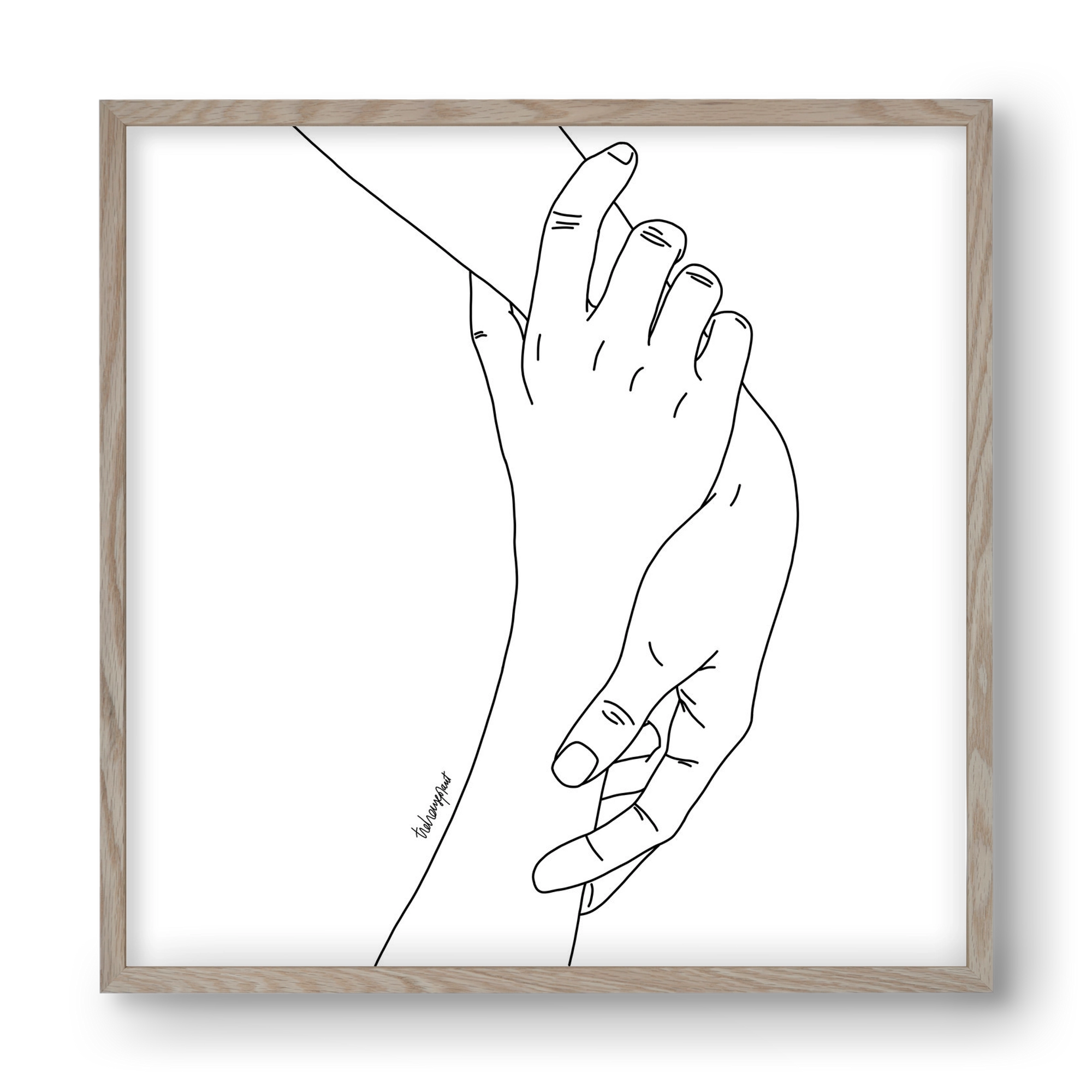 Hold My Hand, 40x40 cm (40x40 cm), Tölgy keret