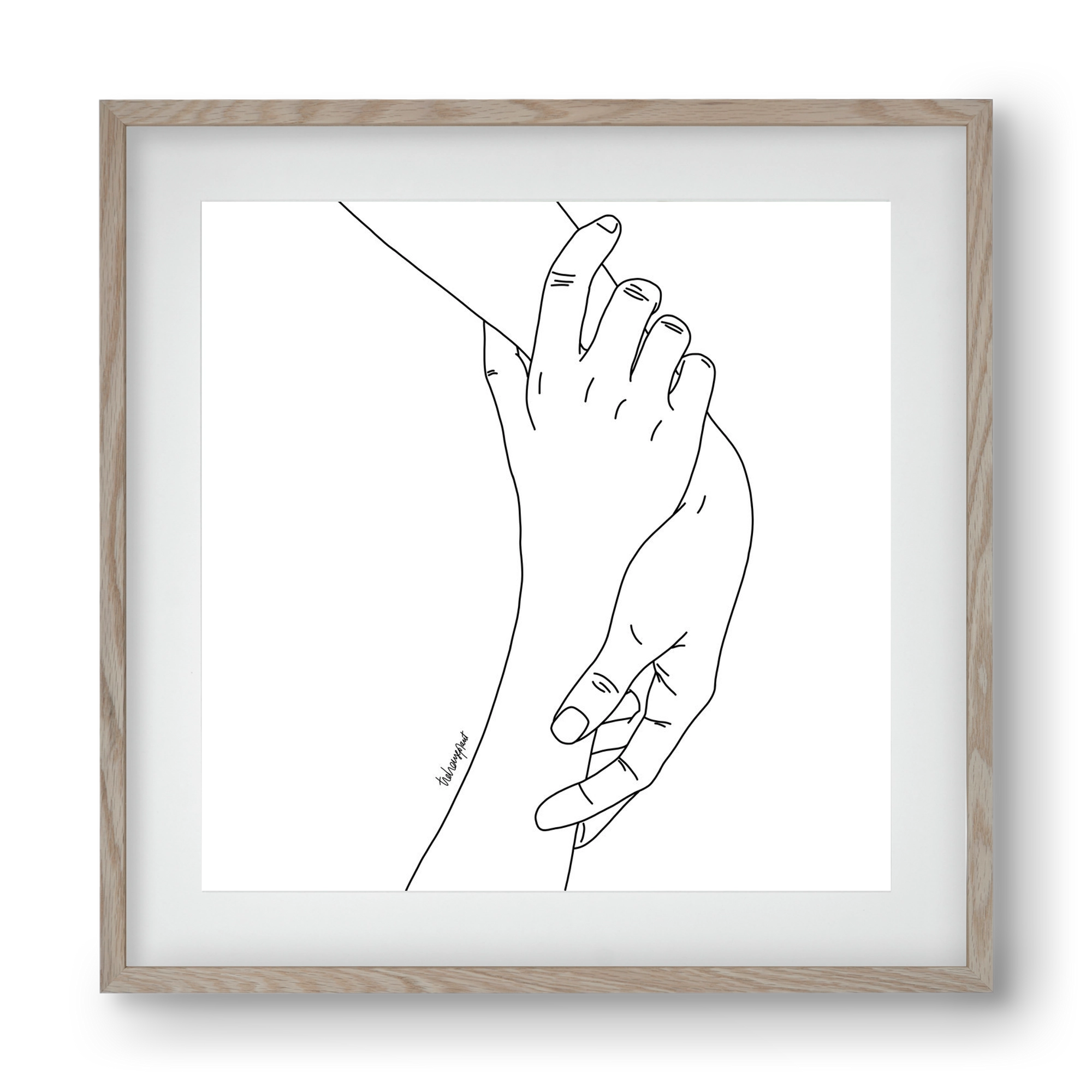 Hold My Hand, 40x40 cm (30x30 cm), Tölgy keret, paszpartuval