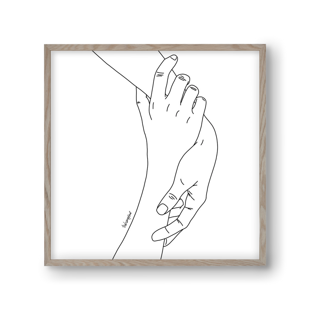 Hold My Hand, 30x30 cm (30x30 cm), Tölgy keret