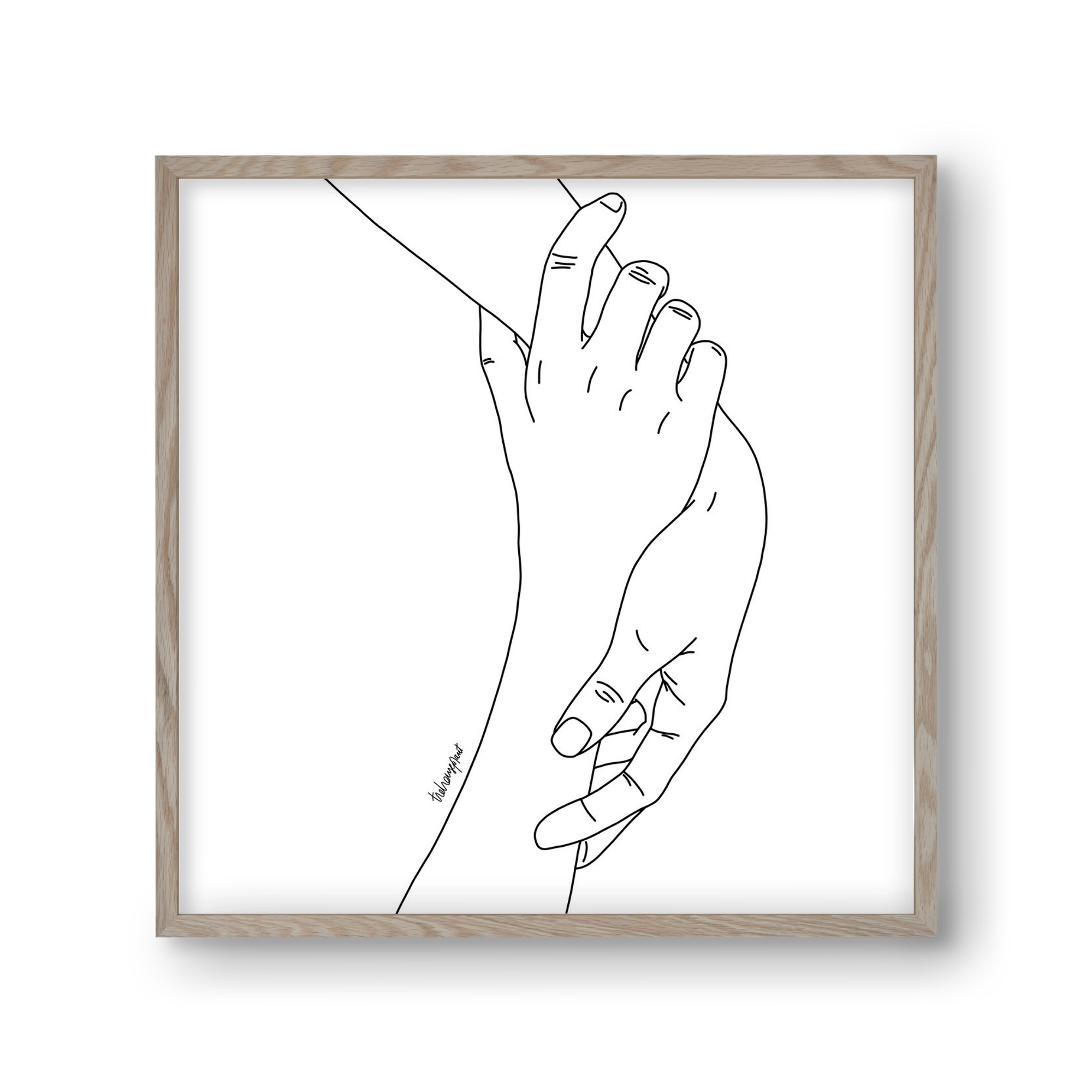 Hold My Hand, 30x30 cm (30x30 cm), Tölgy keret