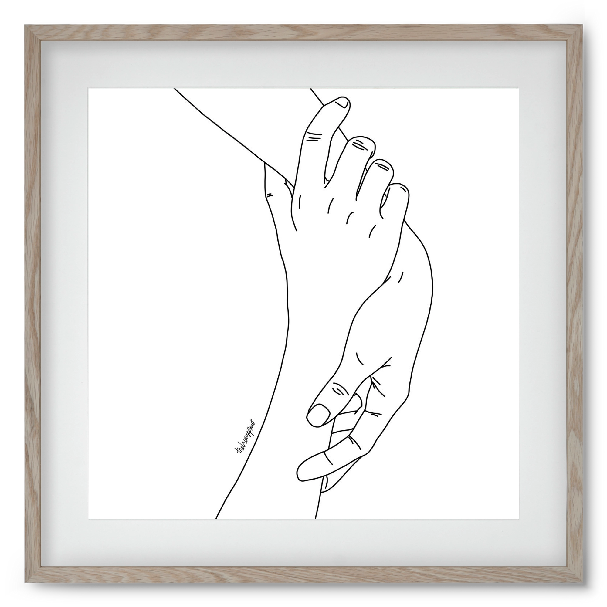 Hold My Hand, 50x50 cm (40x40 cm), Tölgy keret, paszpartuval
