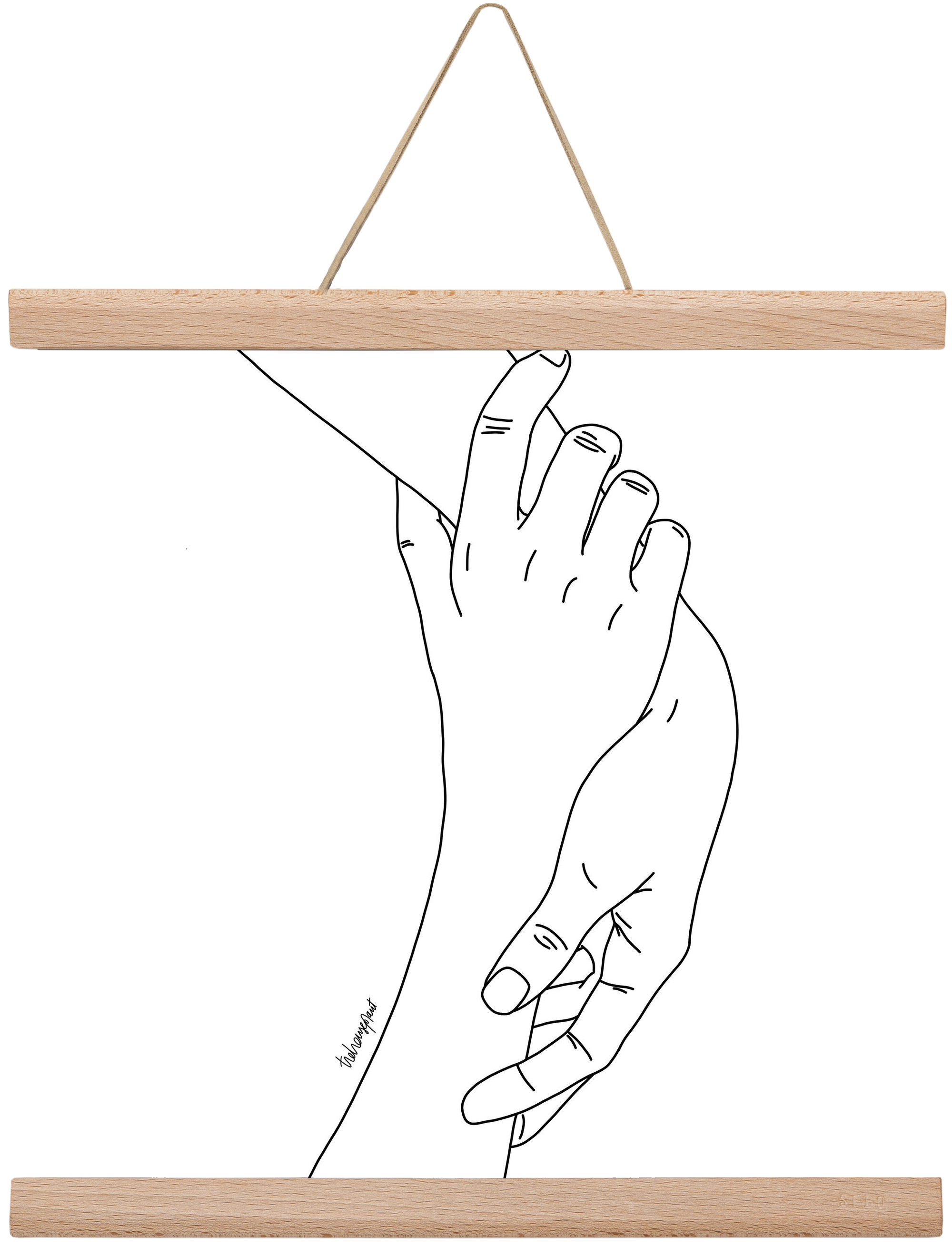 Hold My Hand, 30x30 cm (30x30 cm), Tölgy akasztó