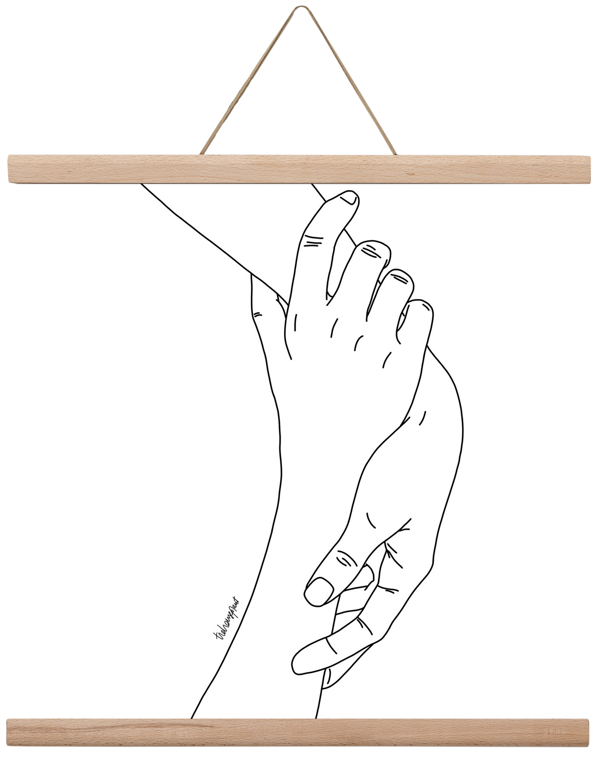 Hold My Hand, 40x40 cm (40x40 cm), Tölgy akasztó