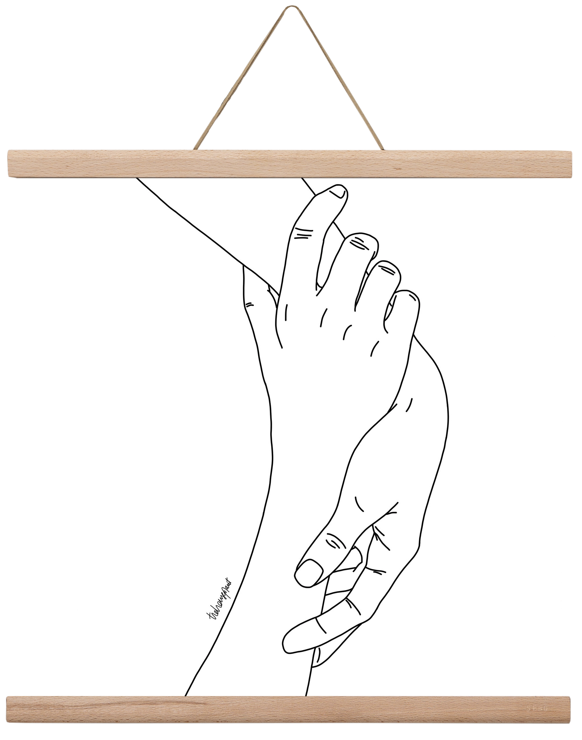 Hold My Hand, 40x40 cm (40x40 cm), Tölgy akasztó