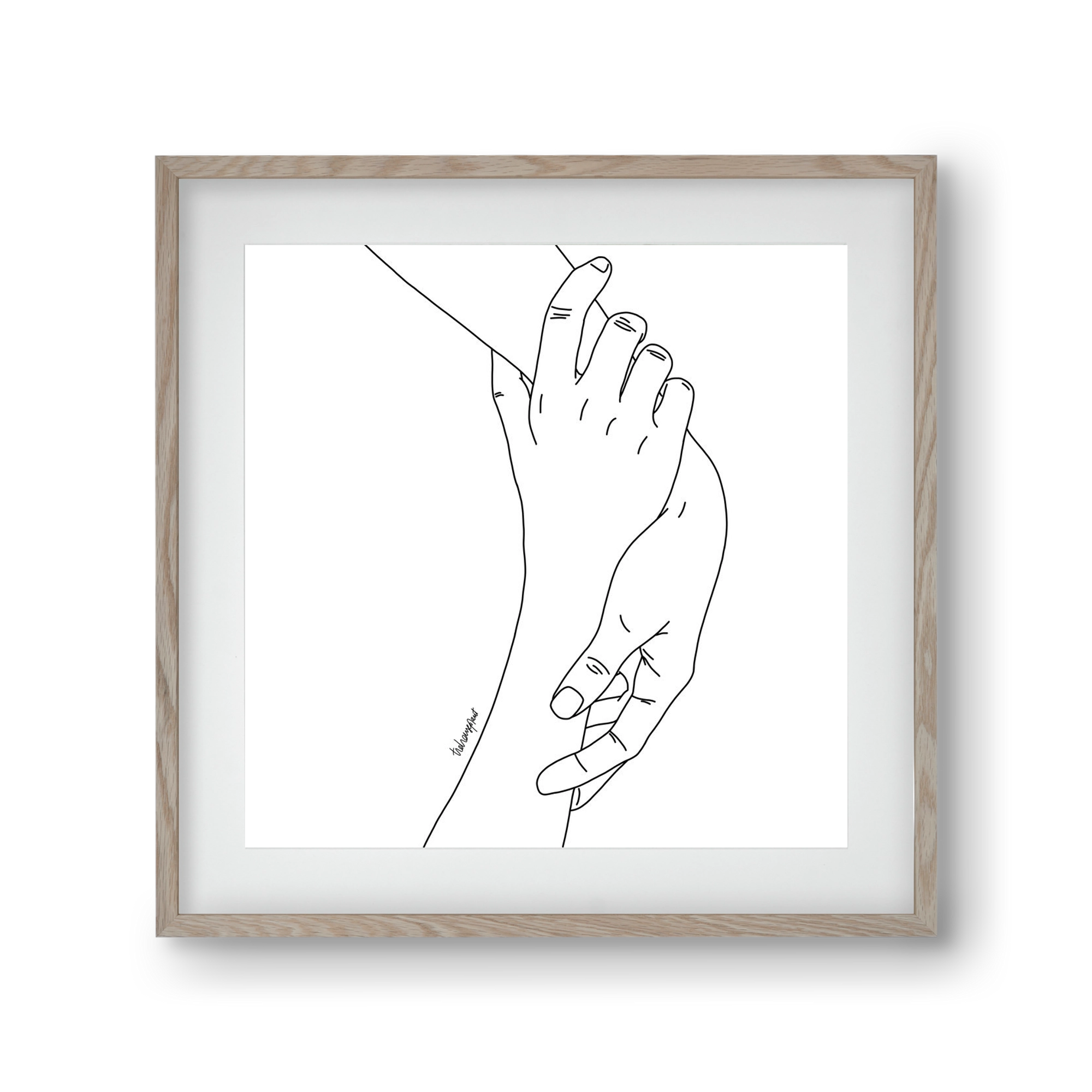 Hold My Hand, 30x30 cm (20x20 cm), Tölgy keret, paszpartuval