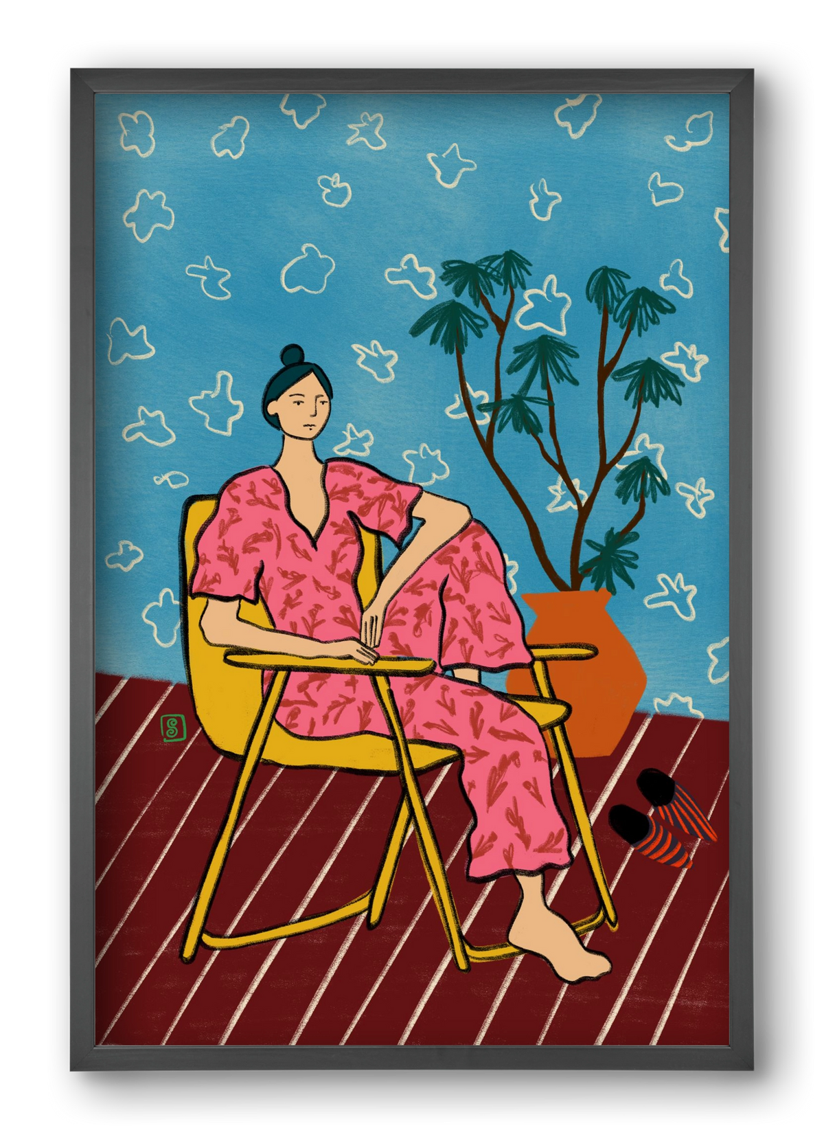 PLANT LADY AT HOME, 40x60 cm (40x60 cm), Fekete keret