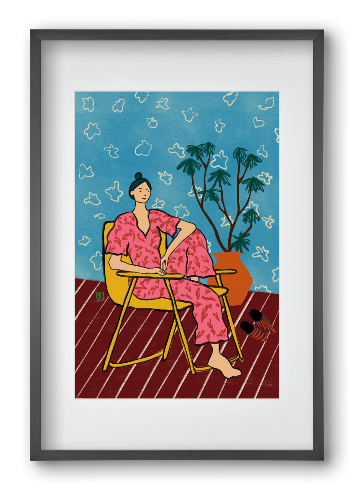 PLANT LADY AT HOME, 40x60 cm (30x45 cm), Fekete keret, paszpartuval