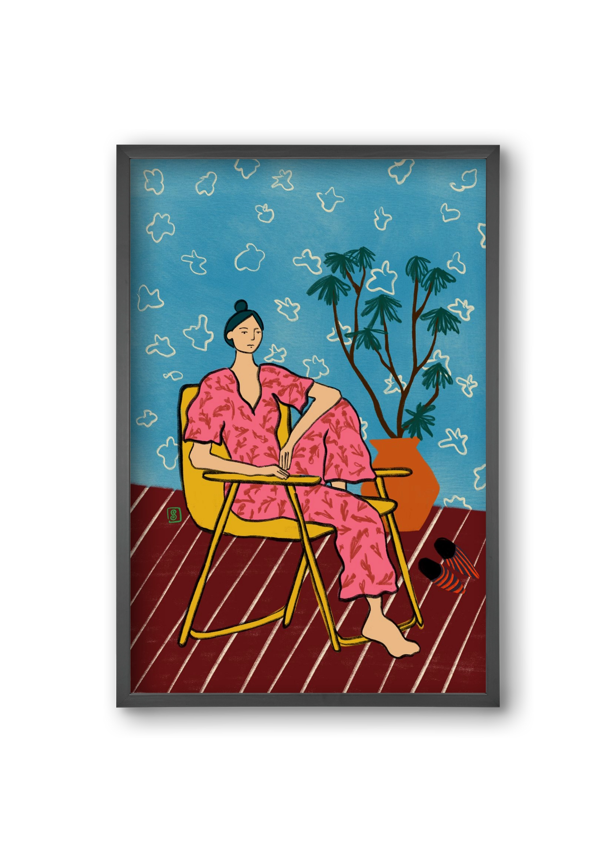 PLANT LADY AT HOME, 20x30 cm (20x30 cm), Fekete keret