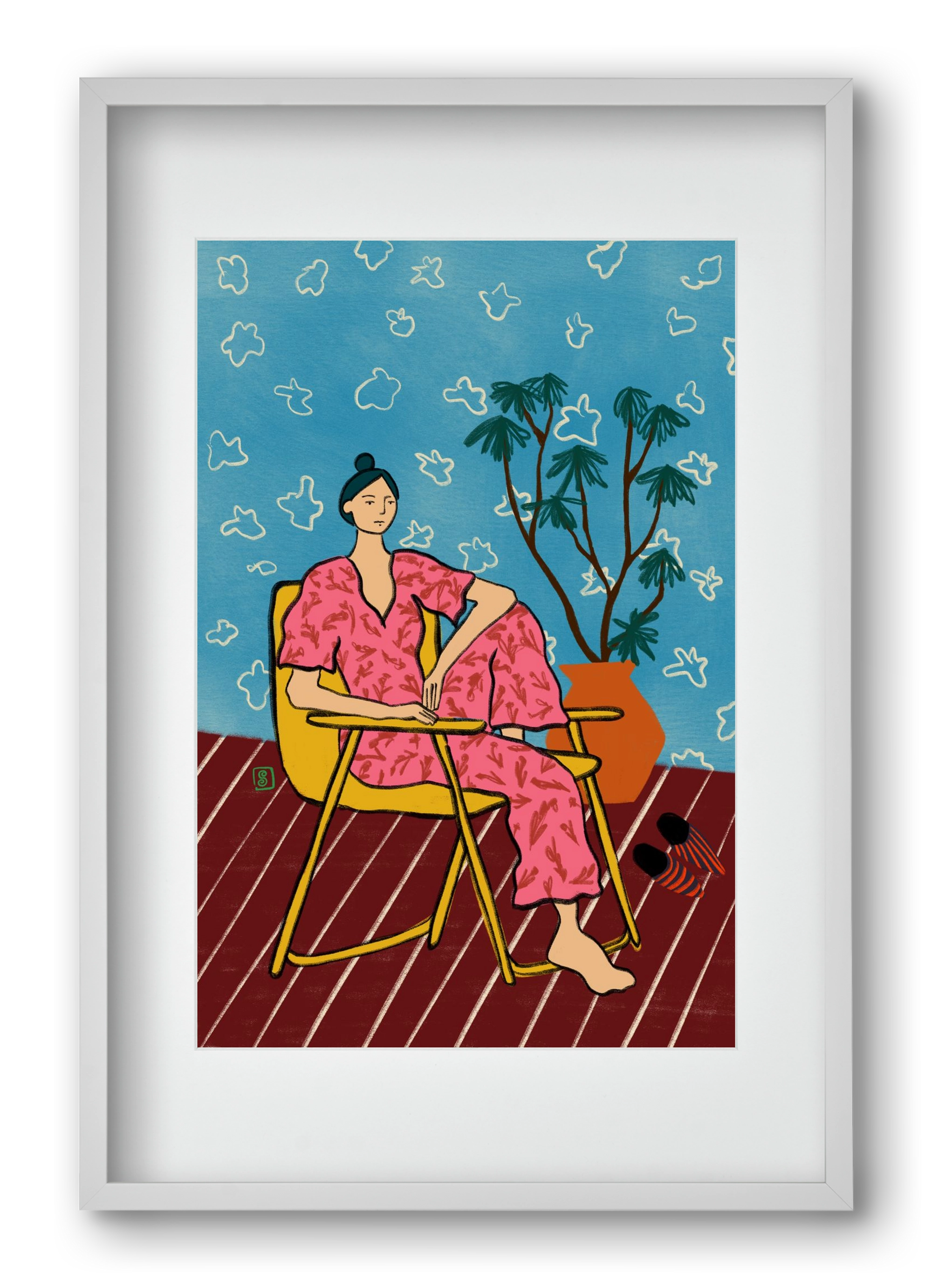 PLANT LADY AT HOME, 40x60 cm (30x45 cm), Fehér keret, paszpartuval