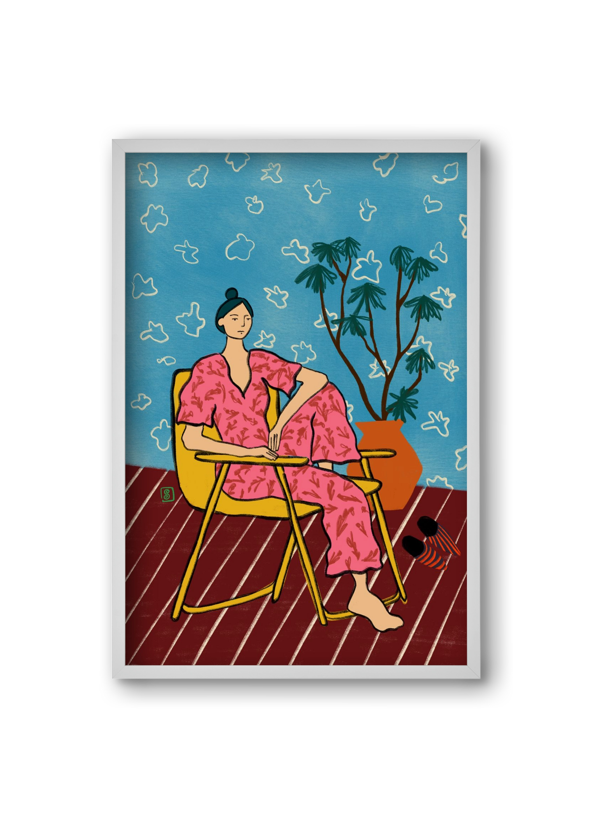 PLANT LADY AT HOME, 20x30 cm (20x30 cm), Fehér keret