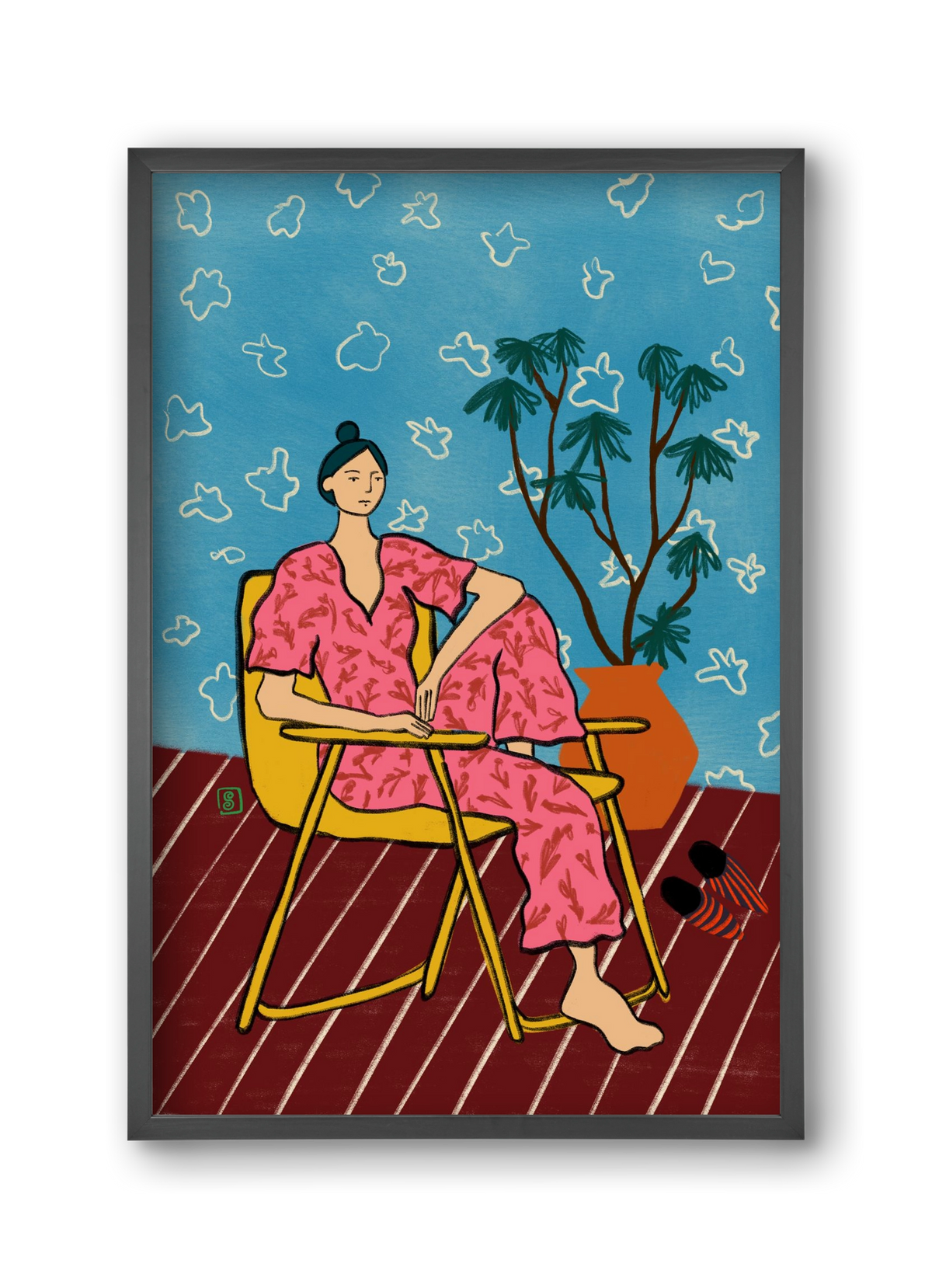 PLANT LADY AT HOME, 30x45 cm (30x45 cm), Fekete keret