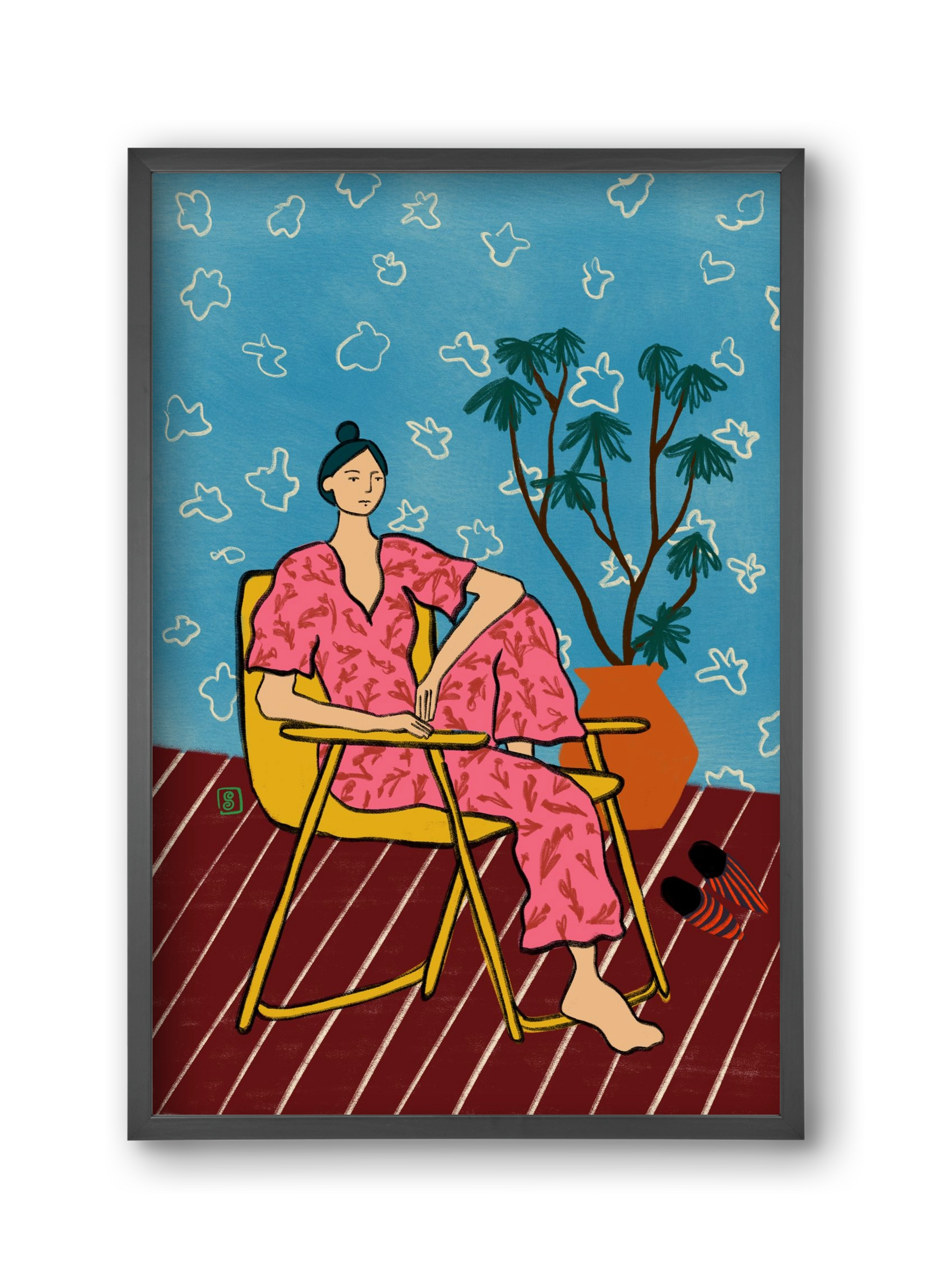 PLANT LADY AT HOME, 30x45 cm (30x45 cm), Fekete keret