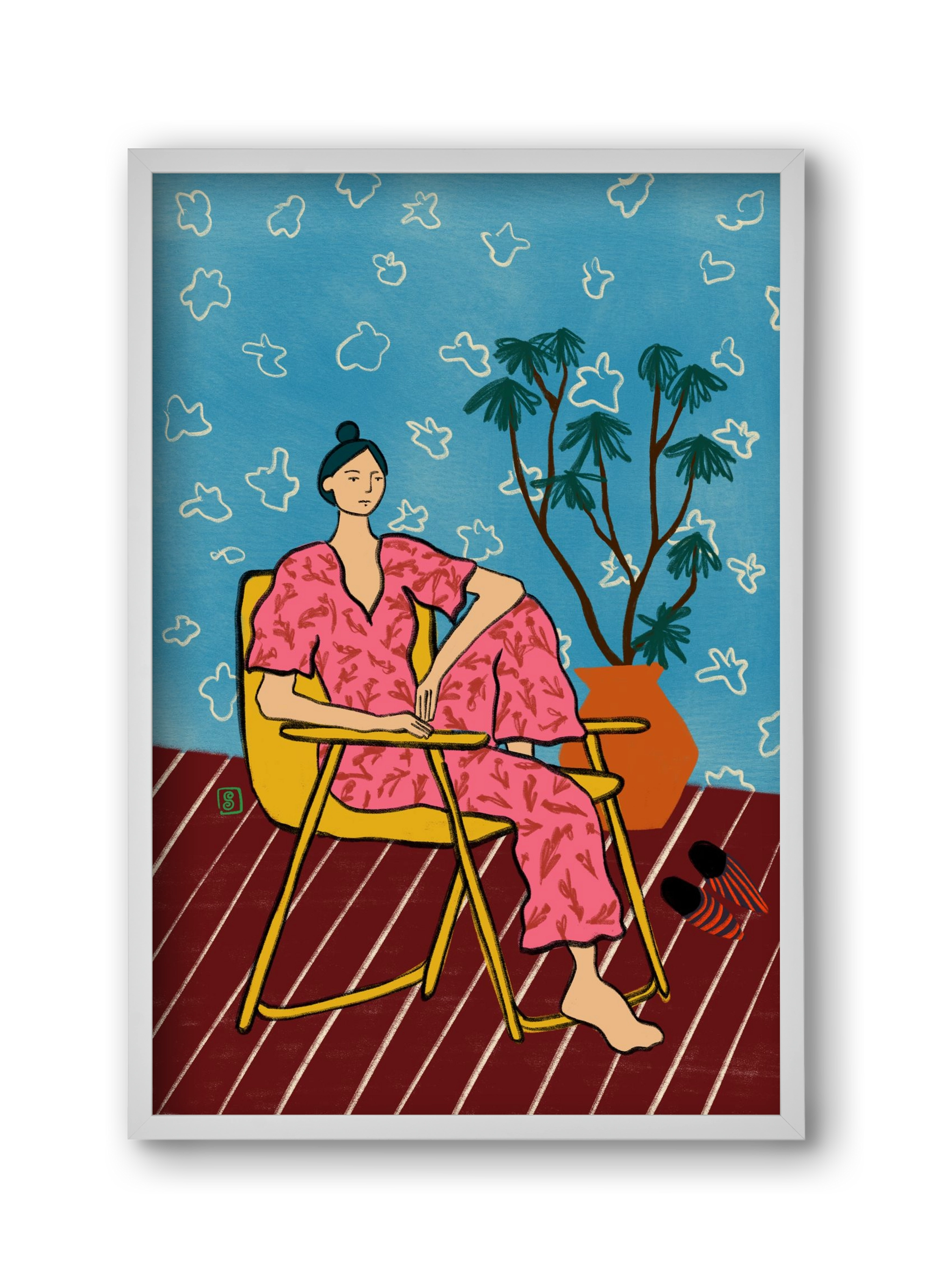 PLANT LADY AT HOME, 30x45 cm (30x45 cm), Fehér keret