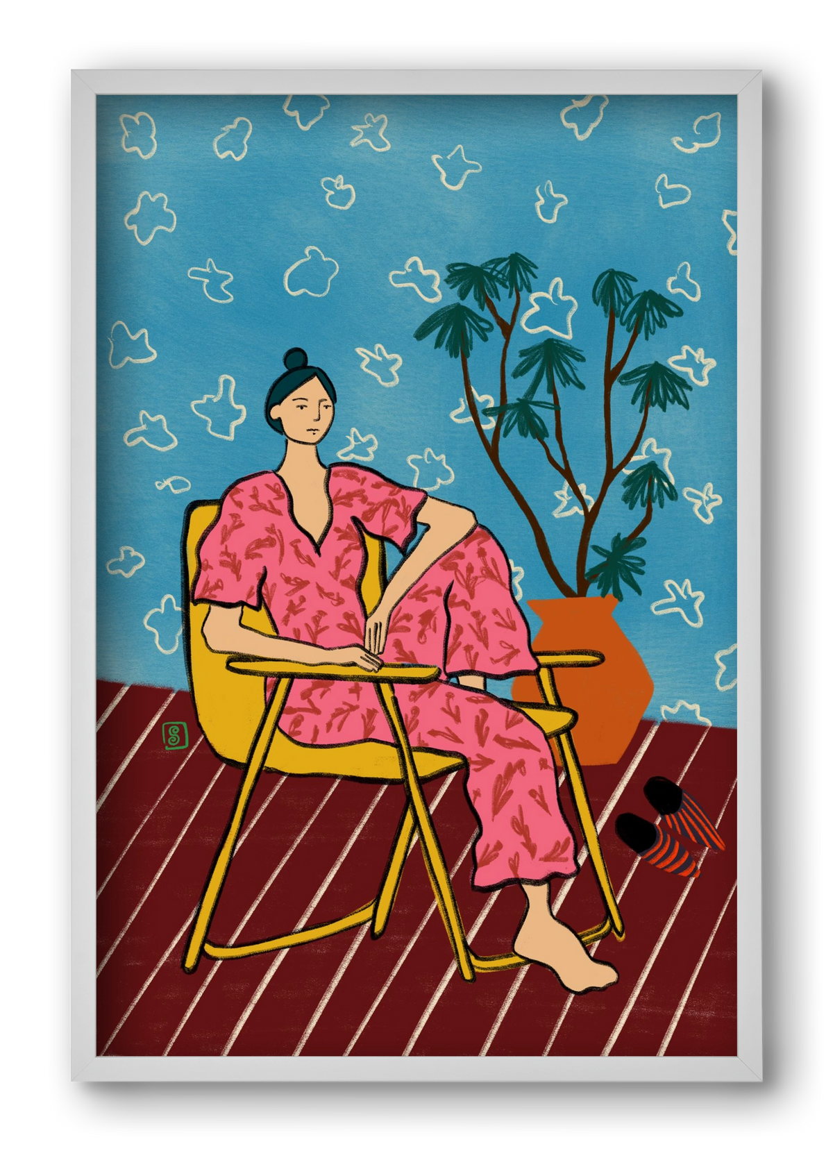 PLANT LADY AT HOME, 40x60 cm (40x60 cm), Fehér keret