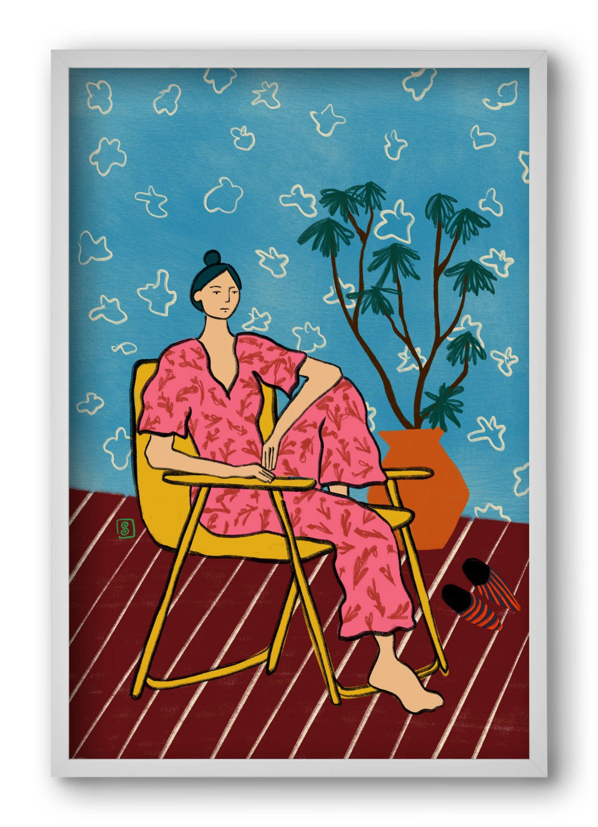 PLANT LADY AT HOME, 40x60 cm (40x60 cm), Fehér keret