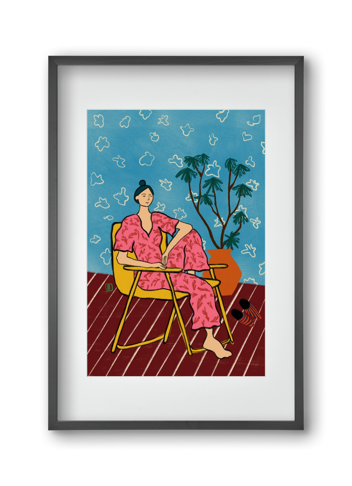 PLANT LADY AT HOME, 30x45 cm (20x30 cm), Fekete keret, paszpartuval