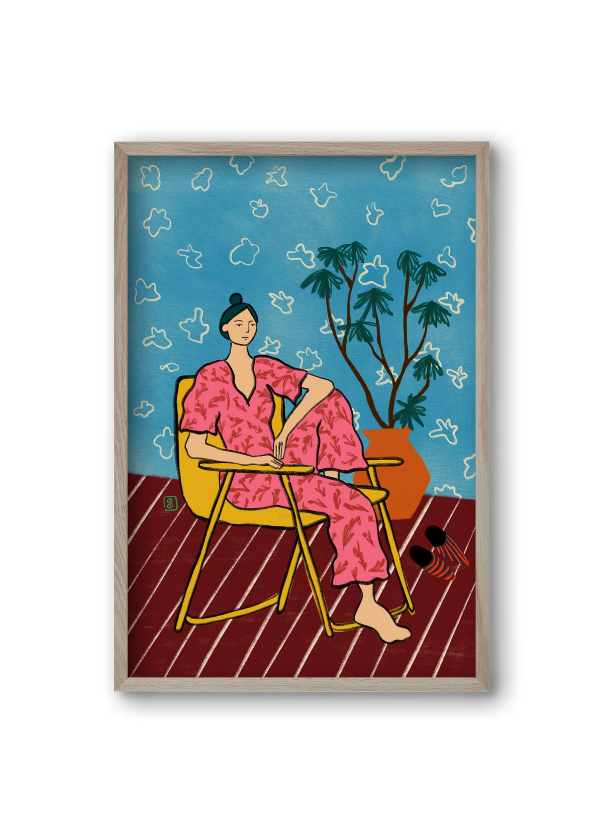 PLANT LADY AT HOME, 20x30 cm (20x30 cm), Tölgy keret