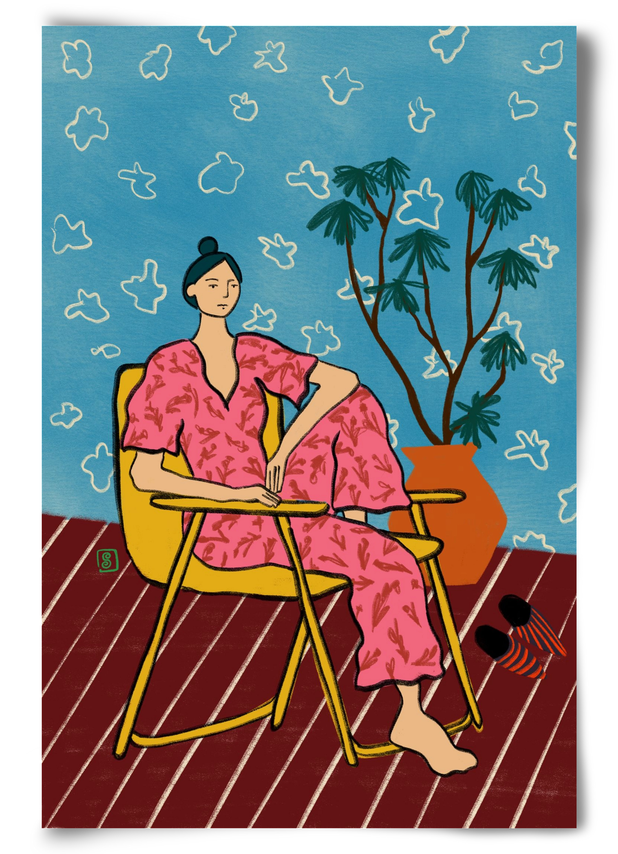 PLANT LADY AT HOME, 60x90 cm, Keret nélkül