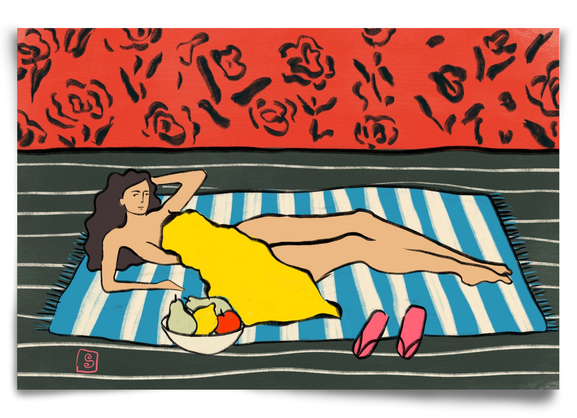 RESTING WOMAN, 90x60 cm, Keret nélkül