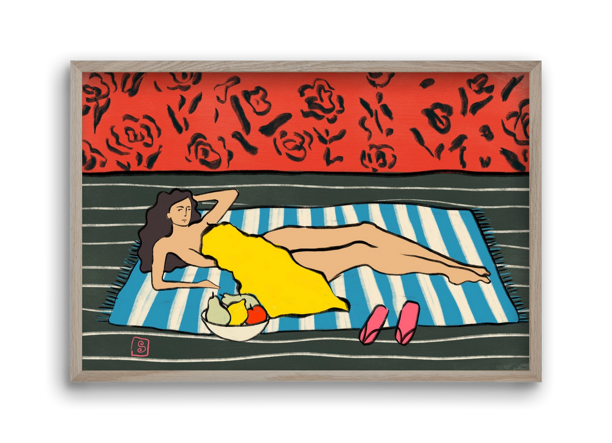 RESTING WOMAN, 45x30 cm (45x30 cm), Tölgy keret