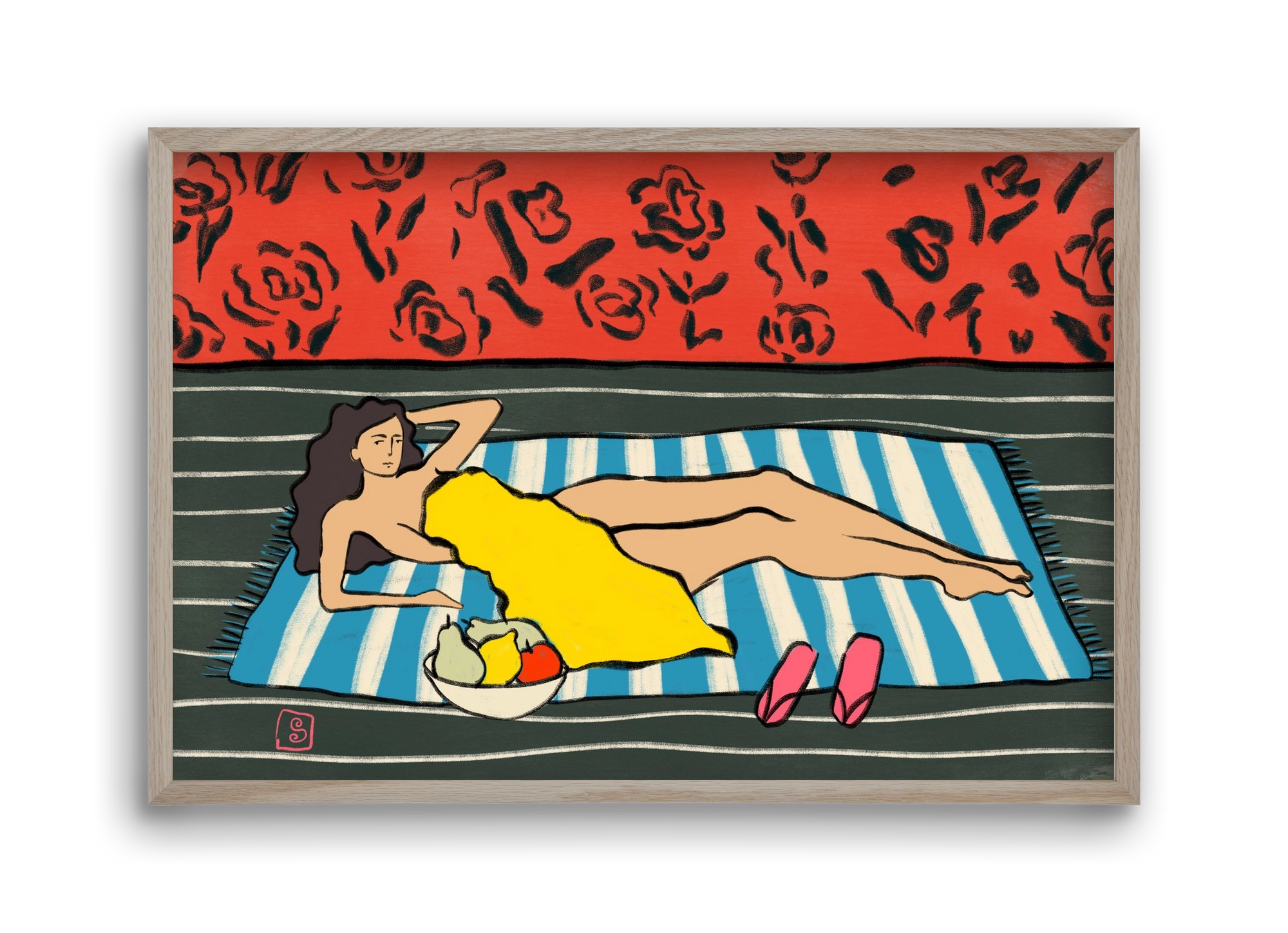 RESTING WOMAN, 45x30 cm (45x30 cm), Tölgy keret