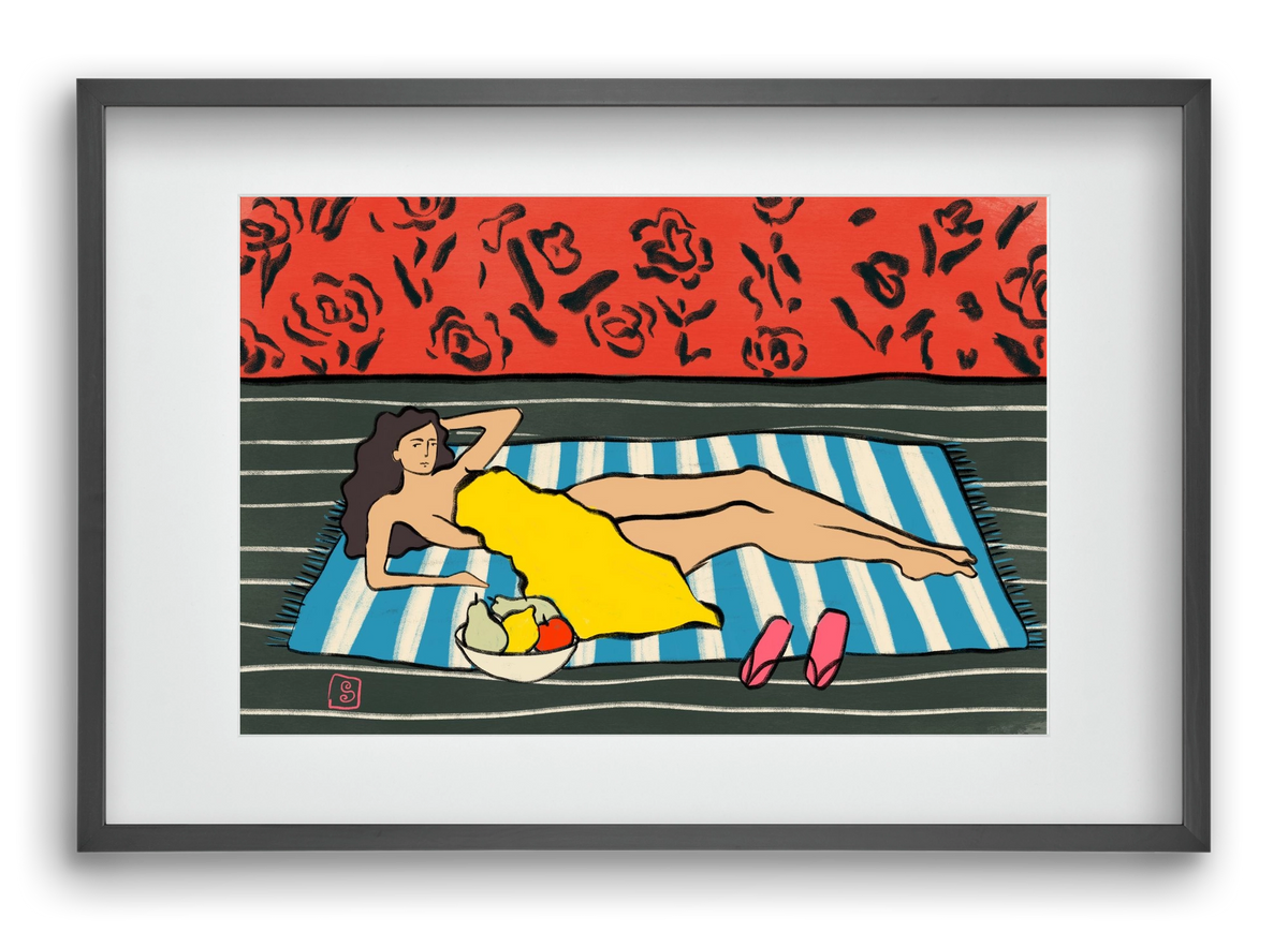 RESTING WOMAN, 60x40 cm (45x30 cm), Fekete keret, paszpartuval