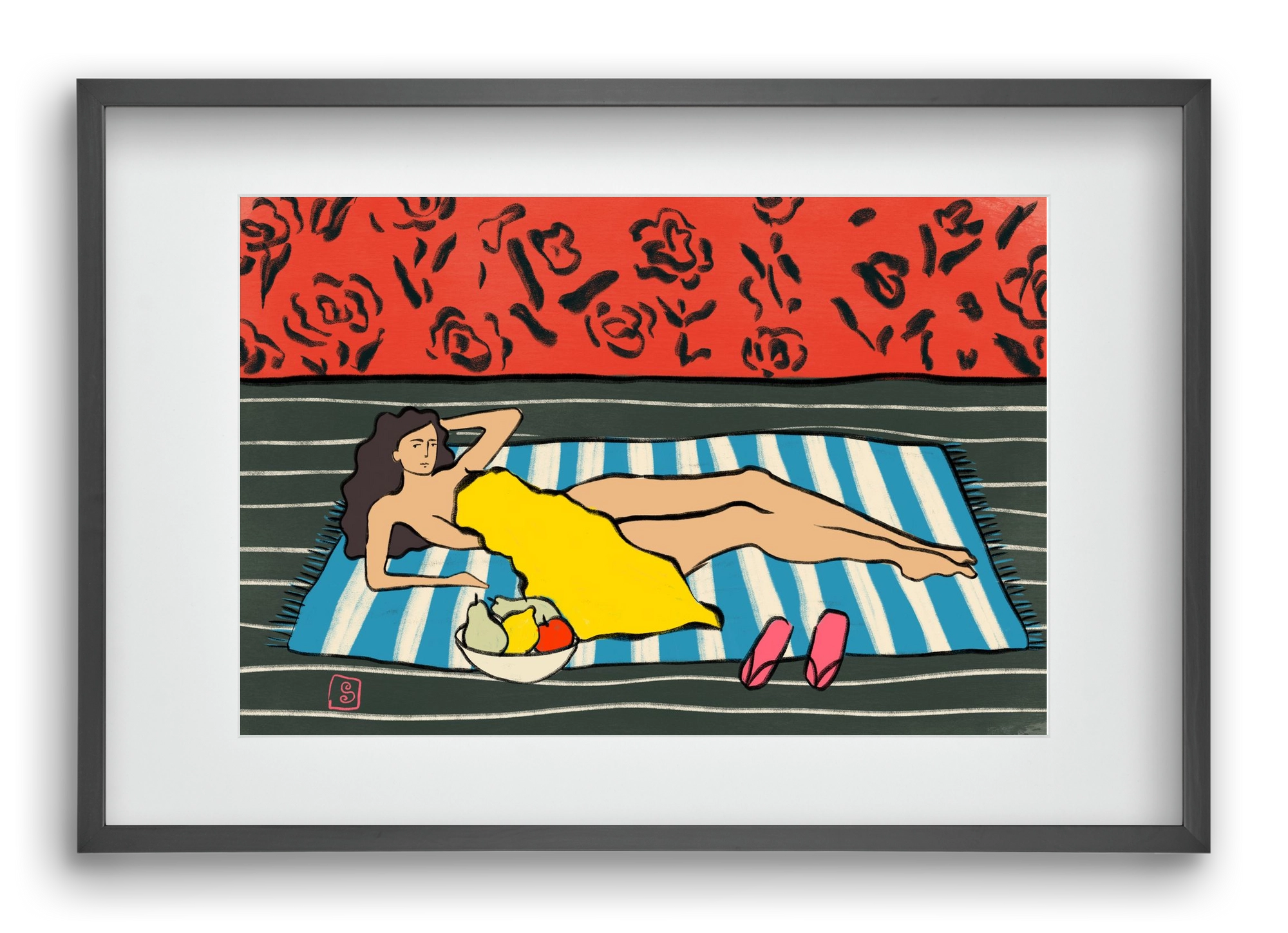 RESTING WOMAN, 60x40 cm (45x30 cm), Fekete keret, paszpartuval