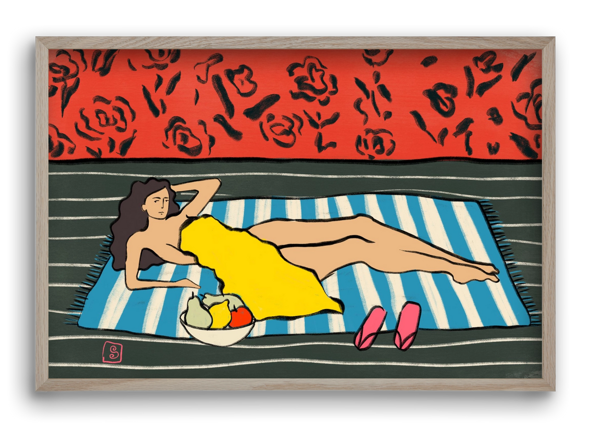 RESTING WOMAN, 60x40 cm (60x40 cm), Tölgy keret