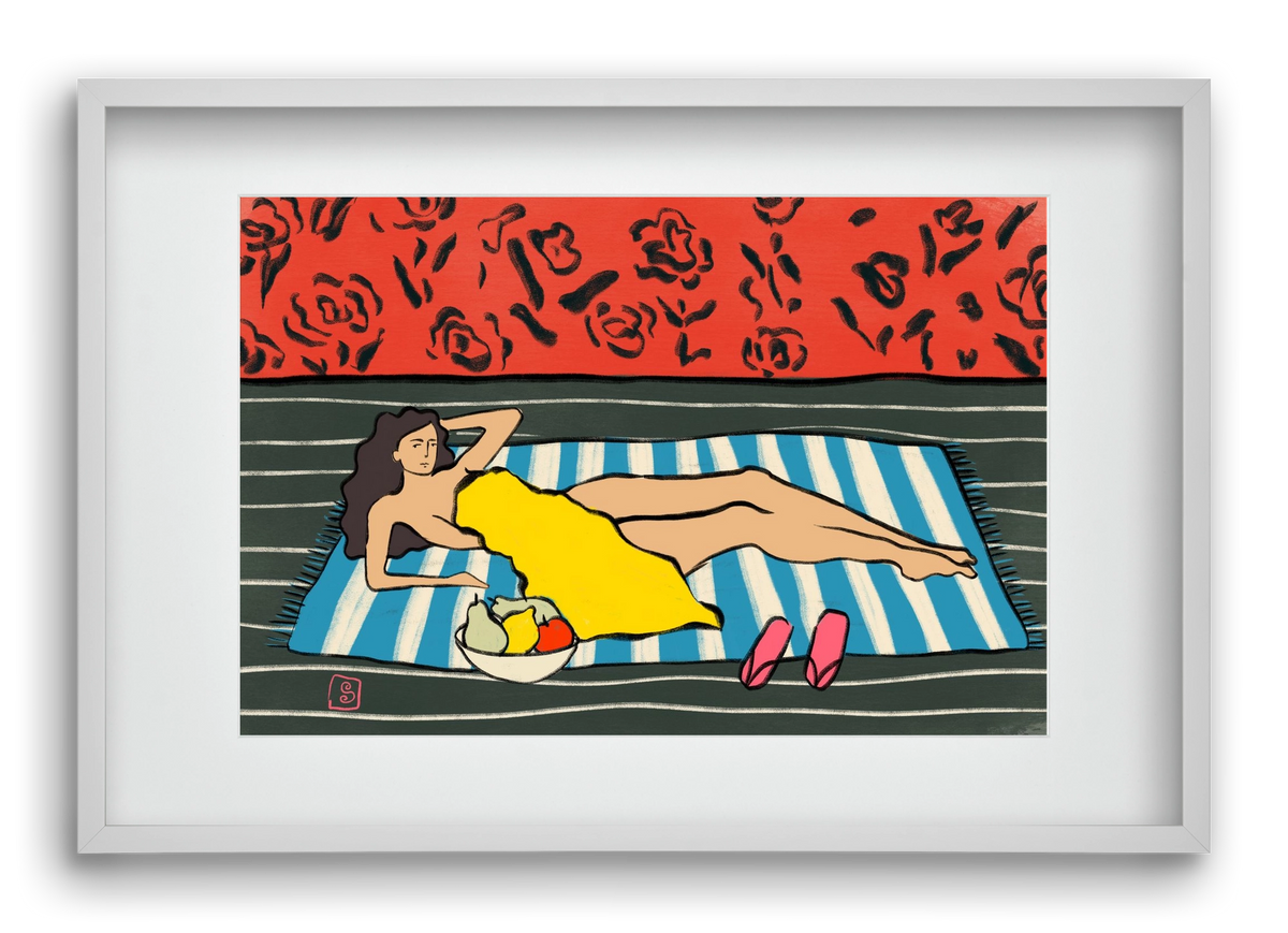 RESTING WOMAN, 60x40 cm (45x30 cm), Fehér keret, paszpartuval