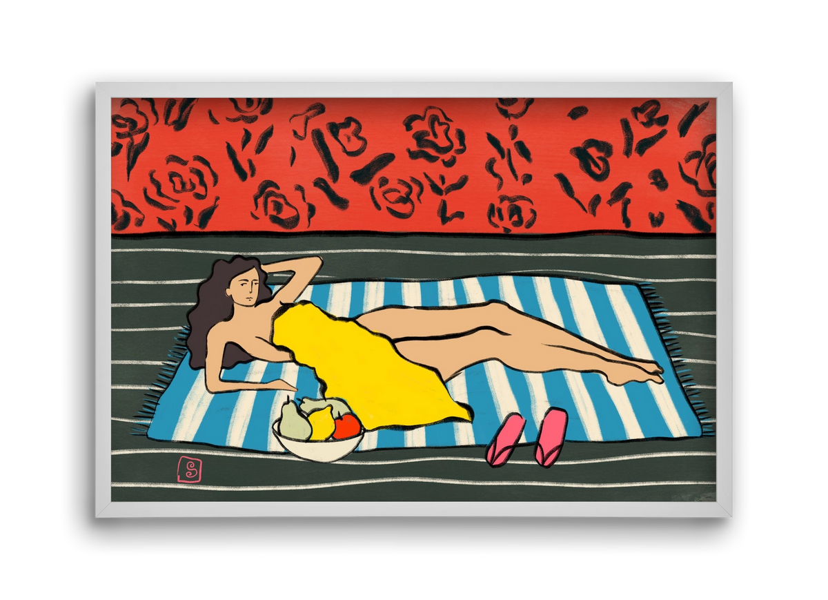 RESTING WOMAN, 45x30 cm (45x30 cm), Fehér keret