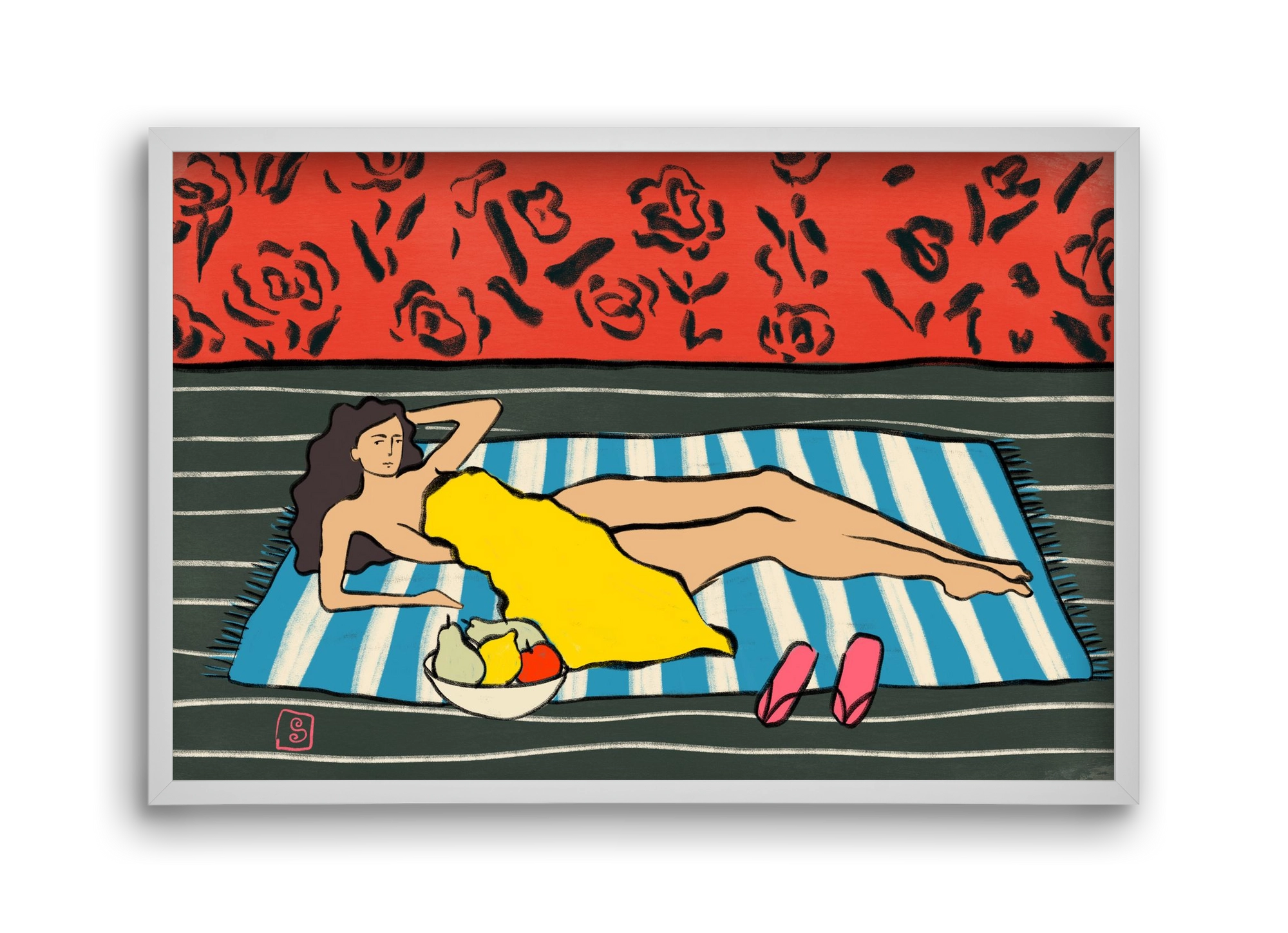 RESTING WOMAN, 45x30 cm (45x30 cm), Fehér keret